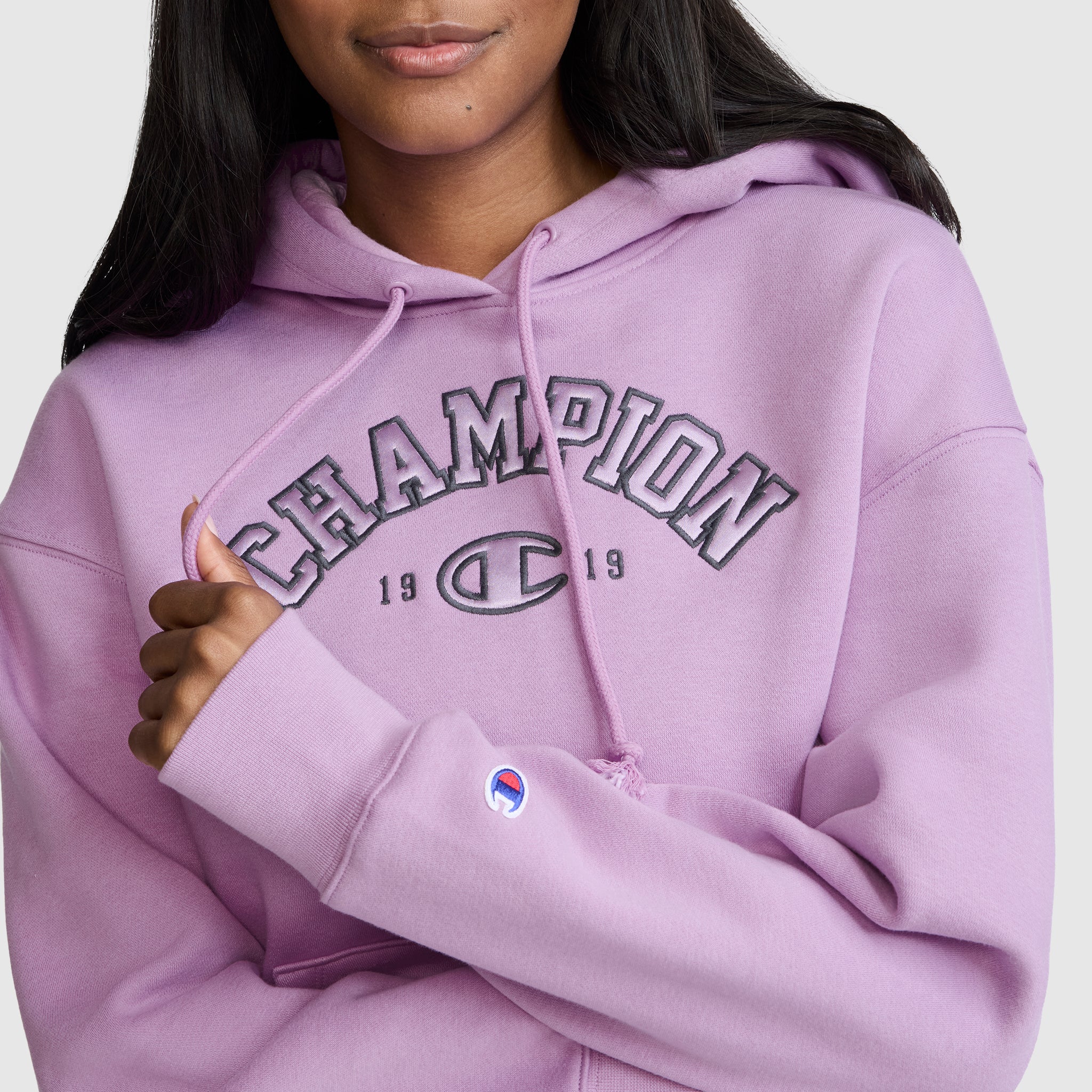 Champion Satin Applique sweat capuche violet femme