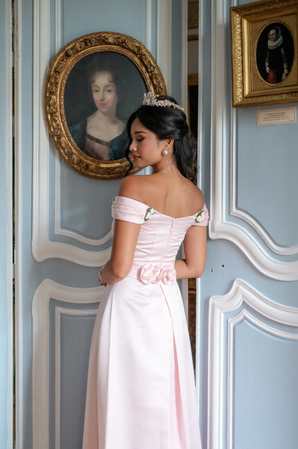 Solène Gisèle La mariée Robe Camélia rose pâle longue taille 34