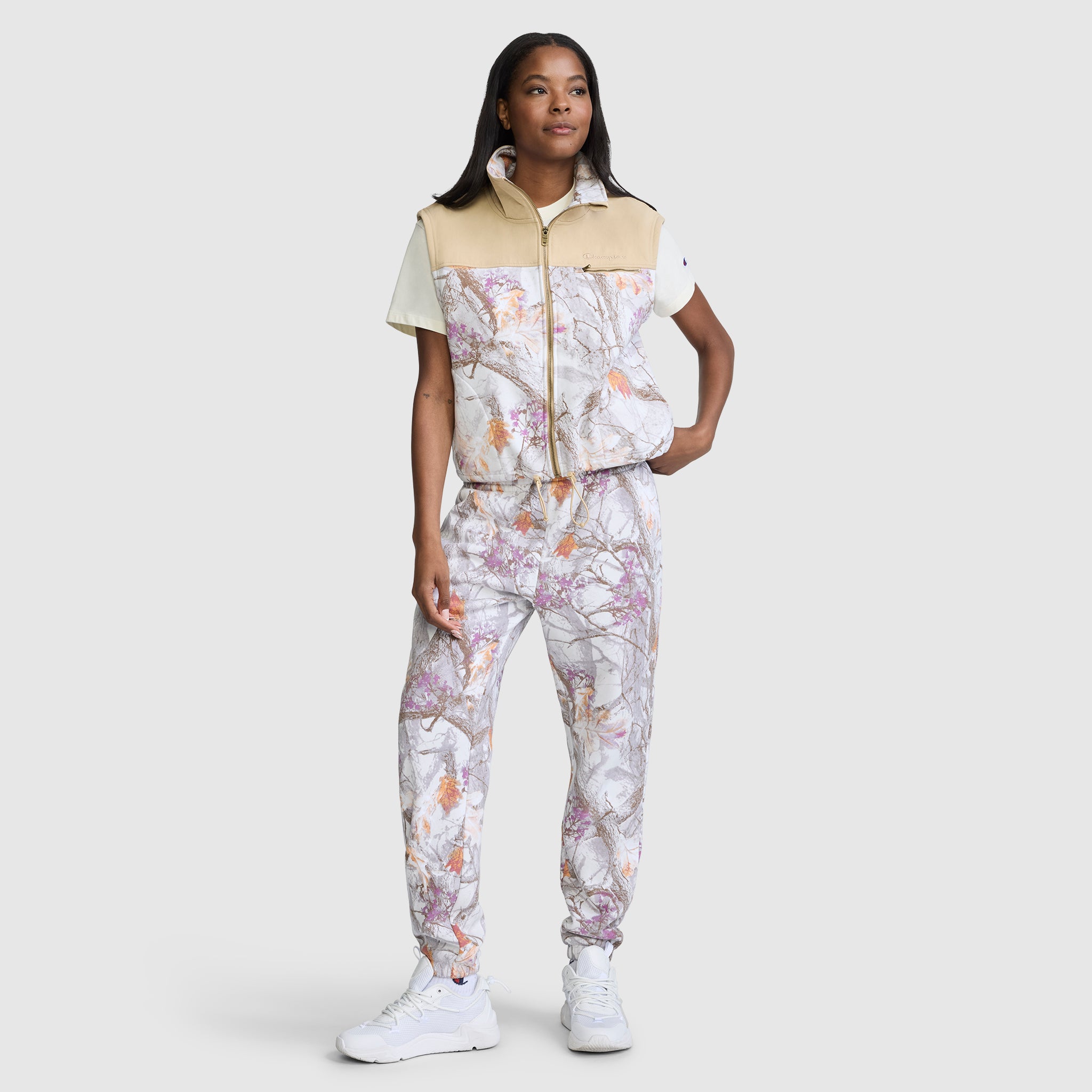 Champion Powerblend jogging boyfriend blanc imprimé coton