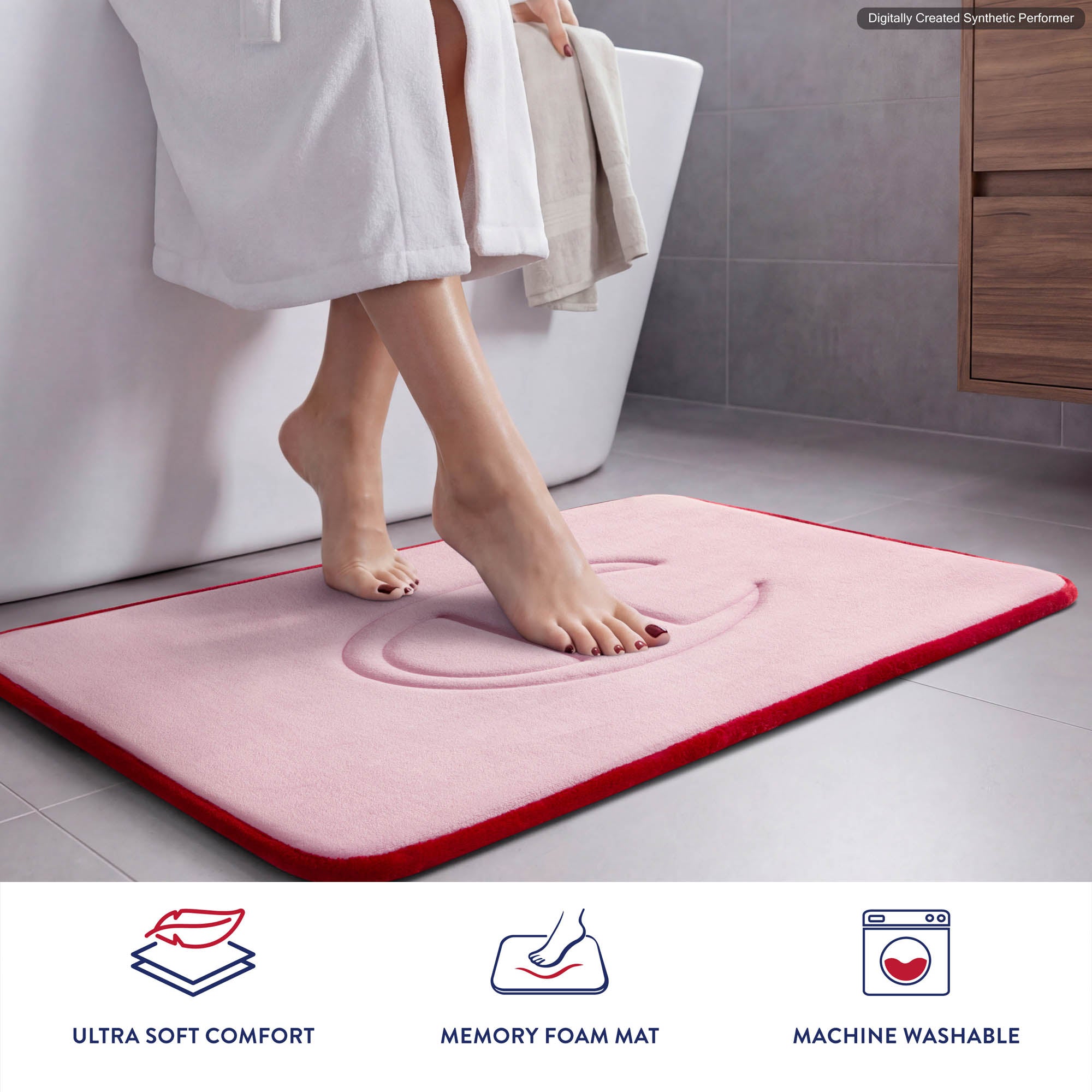 Champion Quilted Logo Tapis de bain rose 17x24 mousse