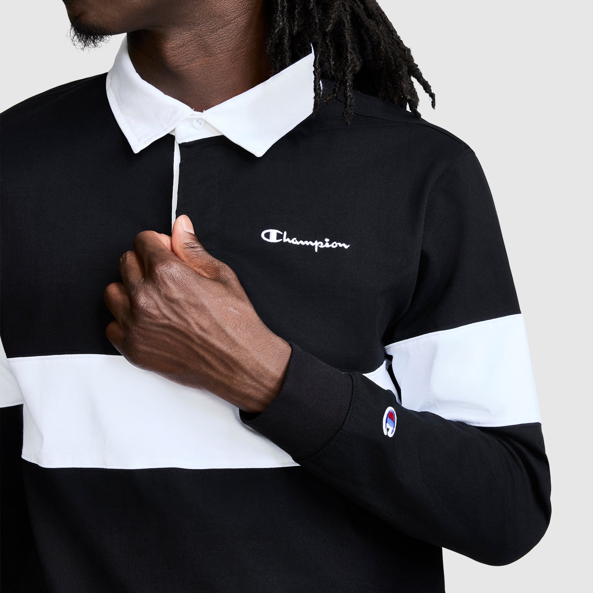 Champion Rugby Shirt coton rayé Noir