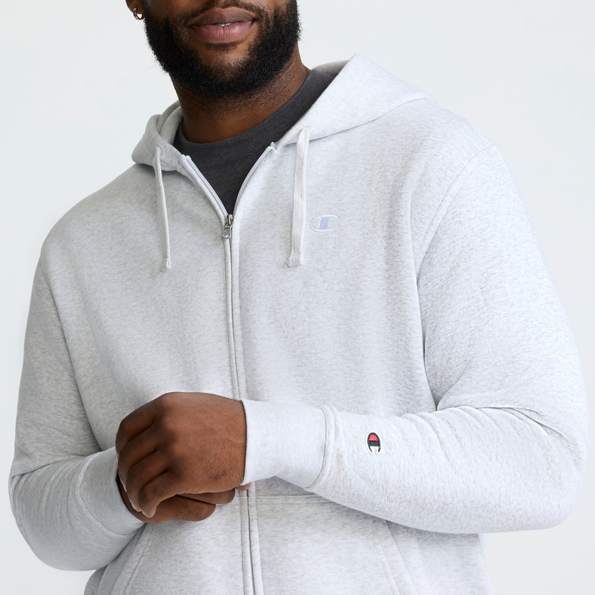 Champion Powerblend Full-Zip Hoodie sweat gris grande taille