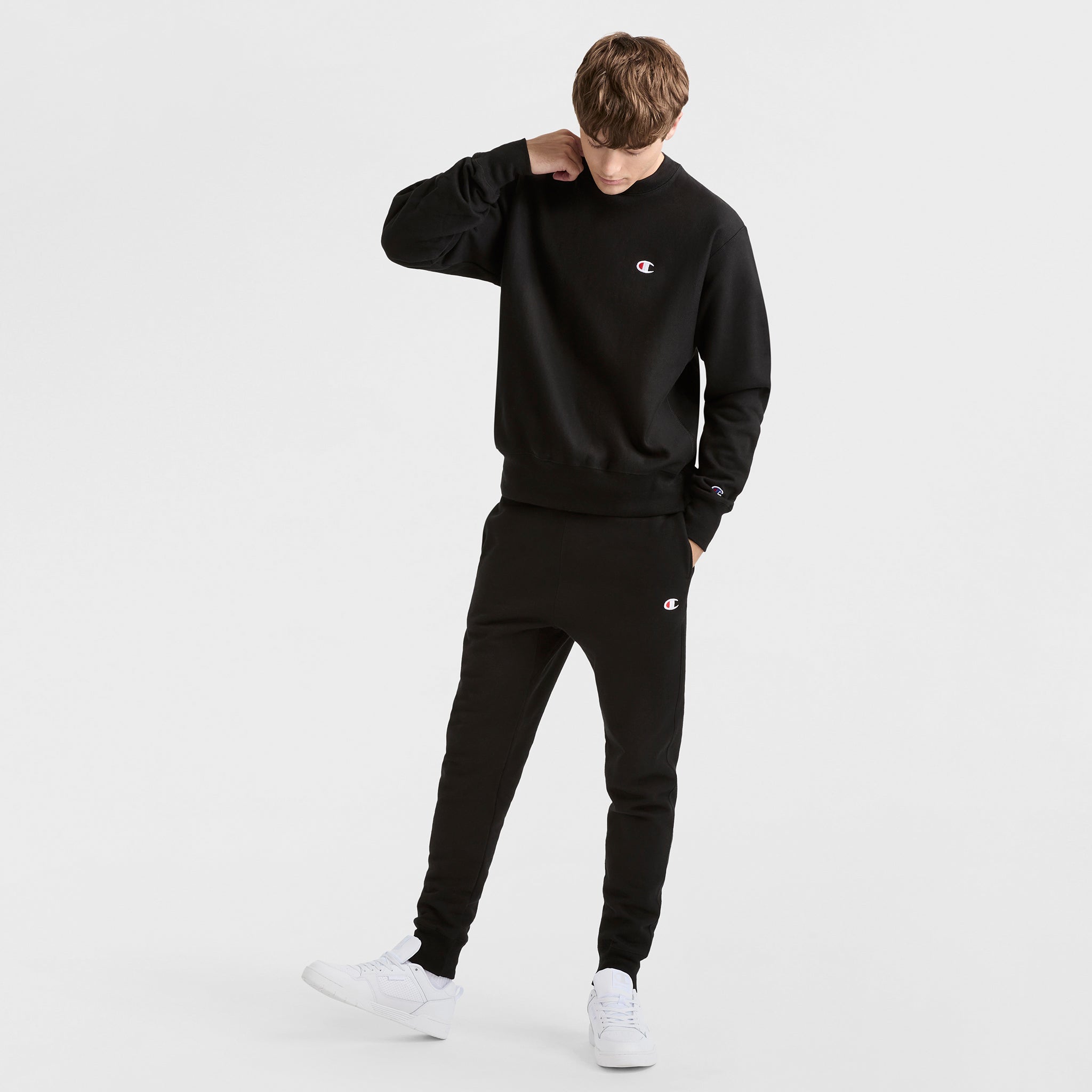 Champion Reverse Weave sweat homme noir C Logo molleton coupe ample