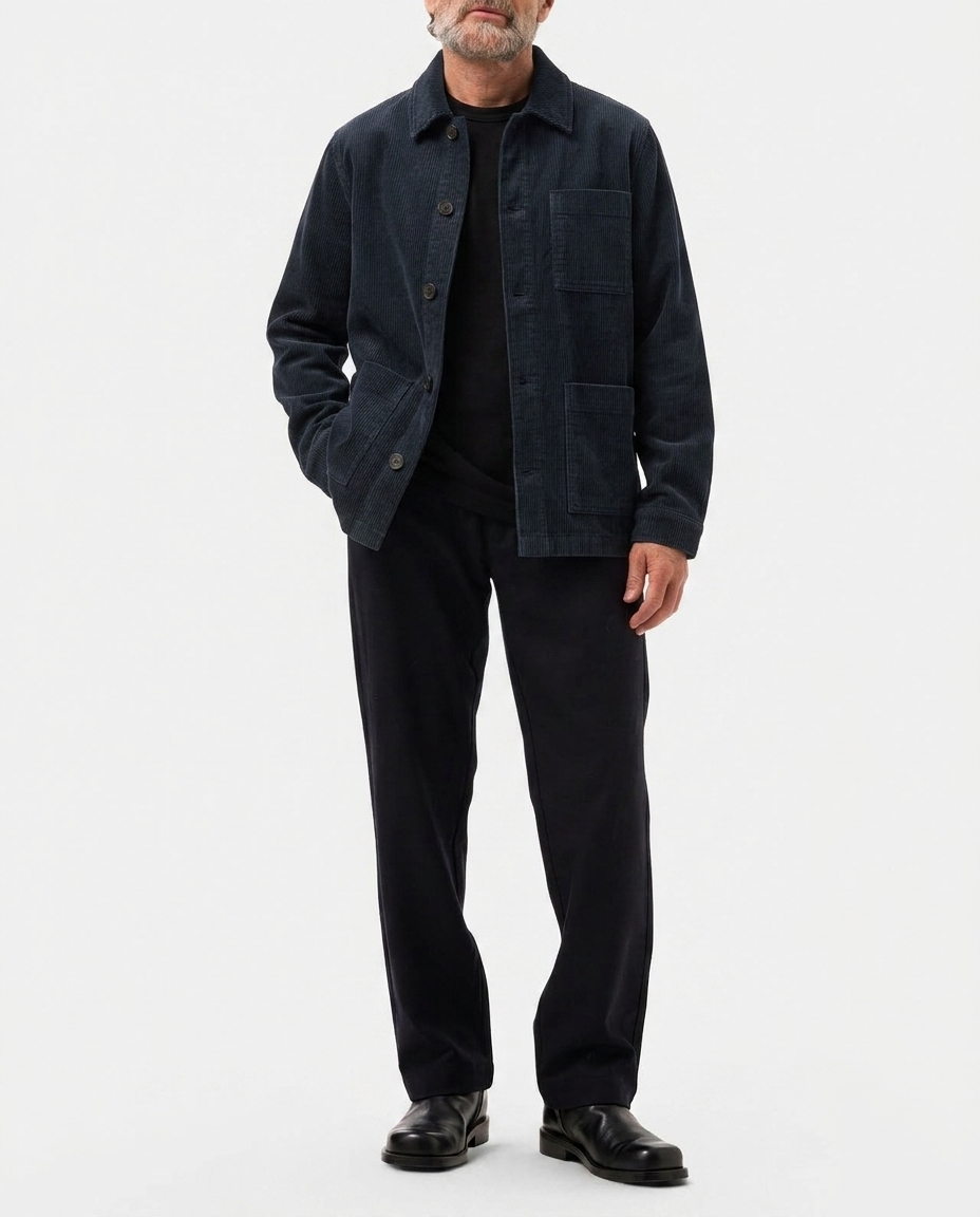 LAFAURIE ESTEVE veste de peintre bleu pétrole velours coton