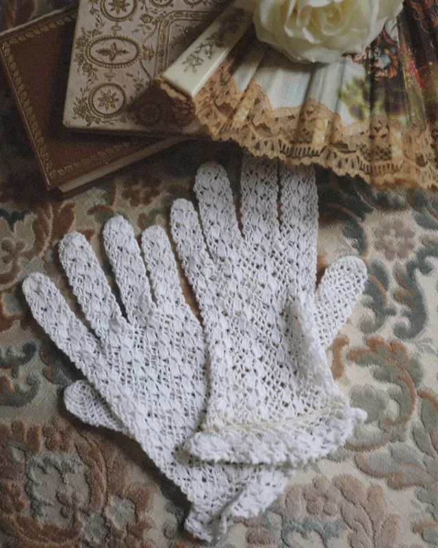 Solène Gisèle Les gants Gants Ajourés gants crochet blanc