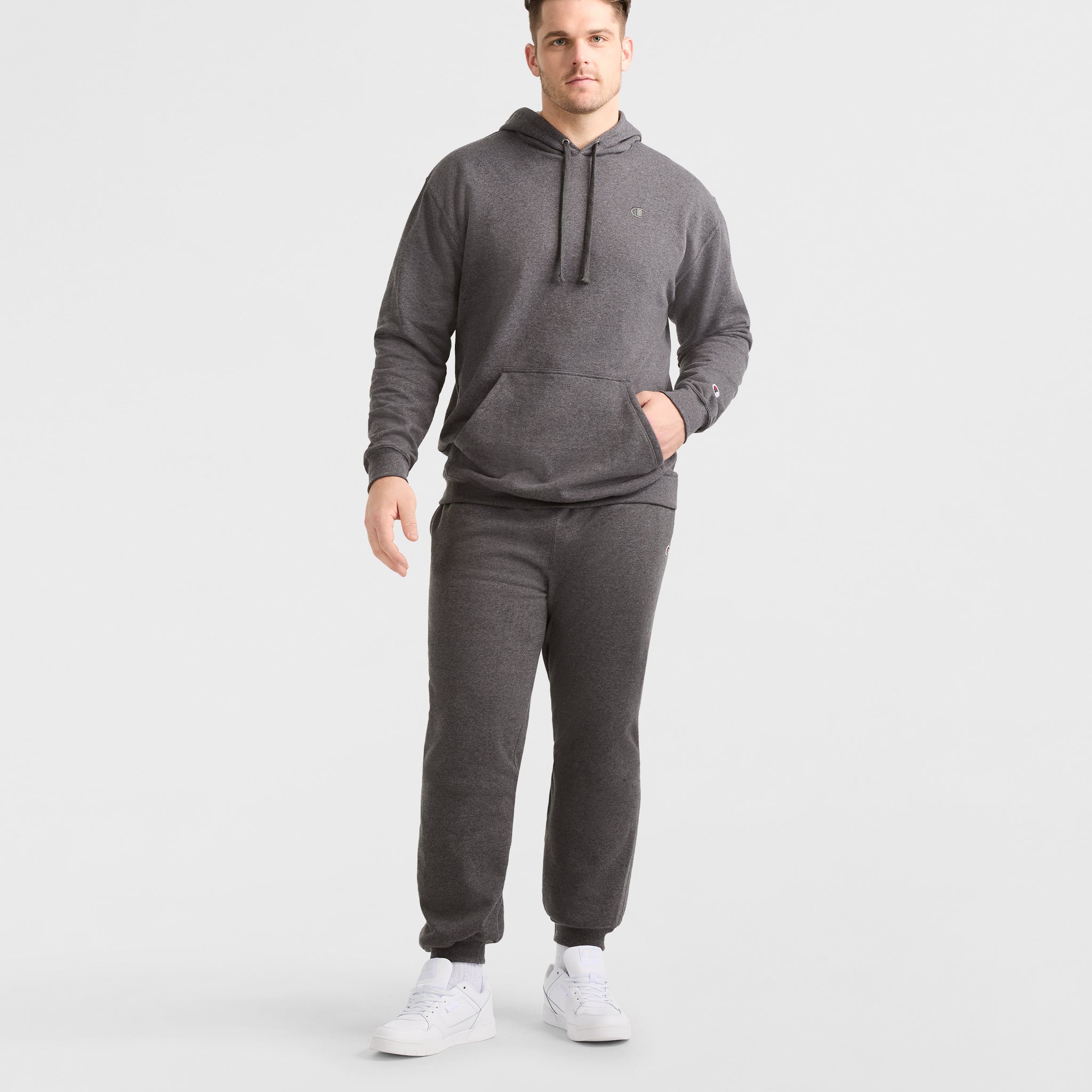Champion Powerblend Jogger C Logo homme gris chiné grande taille