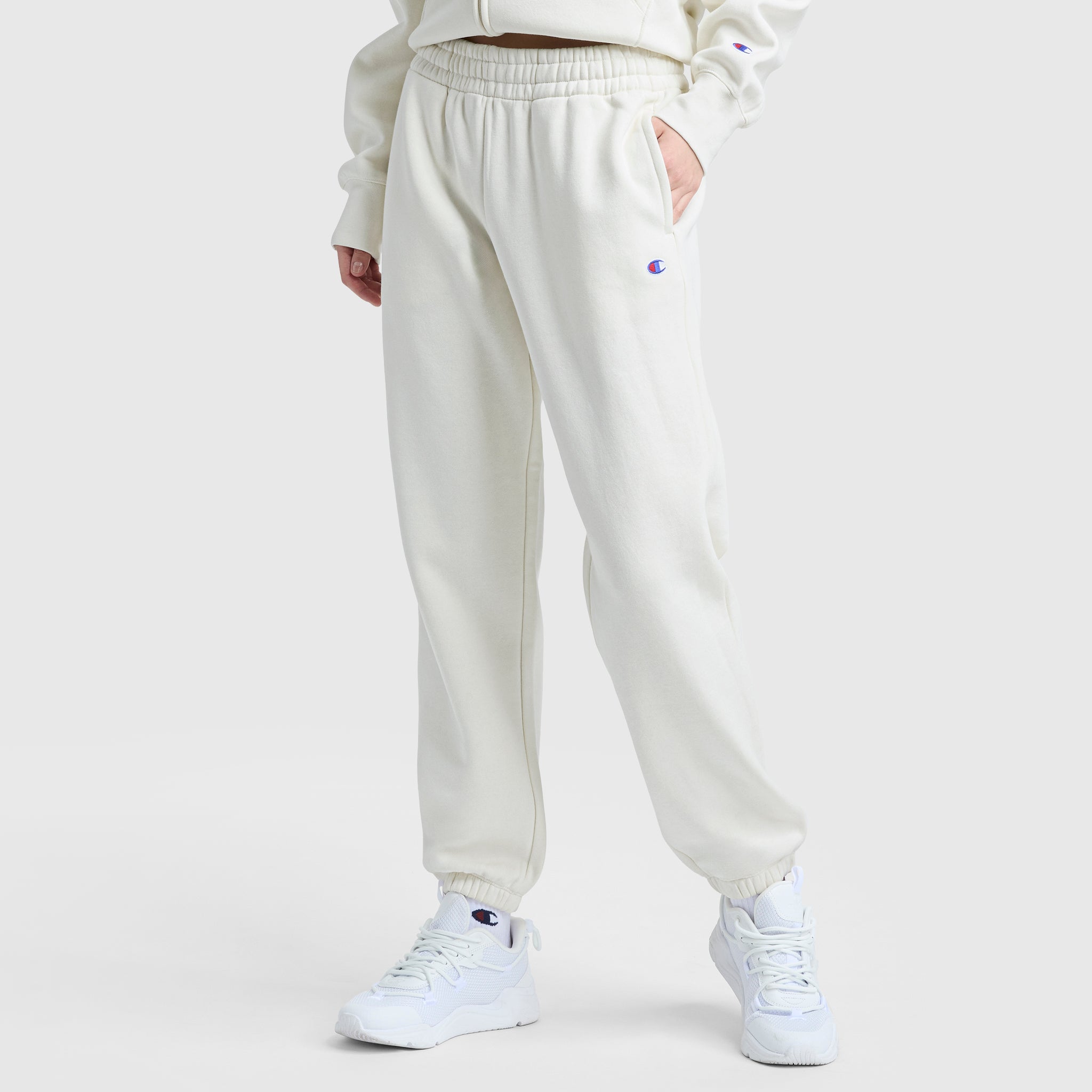 Champion Powerblend Oversized Sweatpants C Logo jogging écru molleton