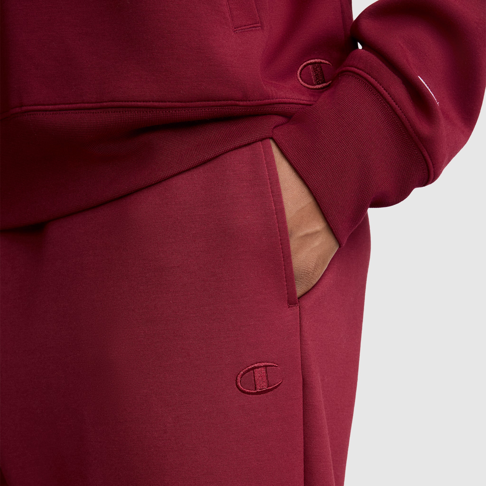 Champion Jogger femme fuselé rouge Cabernet zips