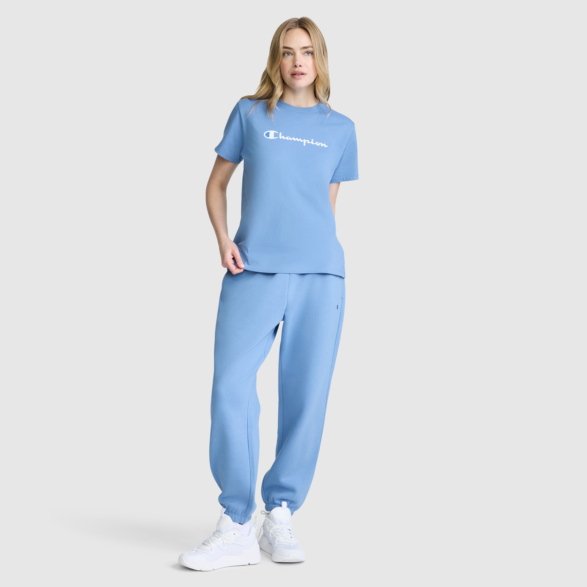 Champion Classic T-Shirt Script Logo t-shirt femme bleu coton