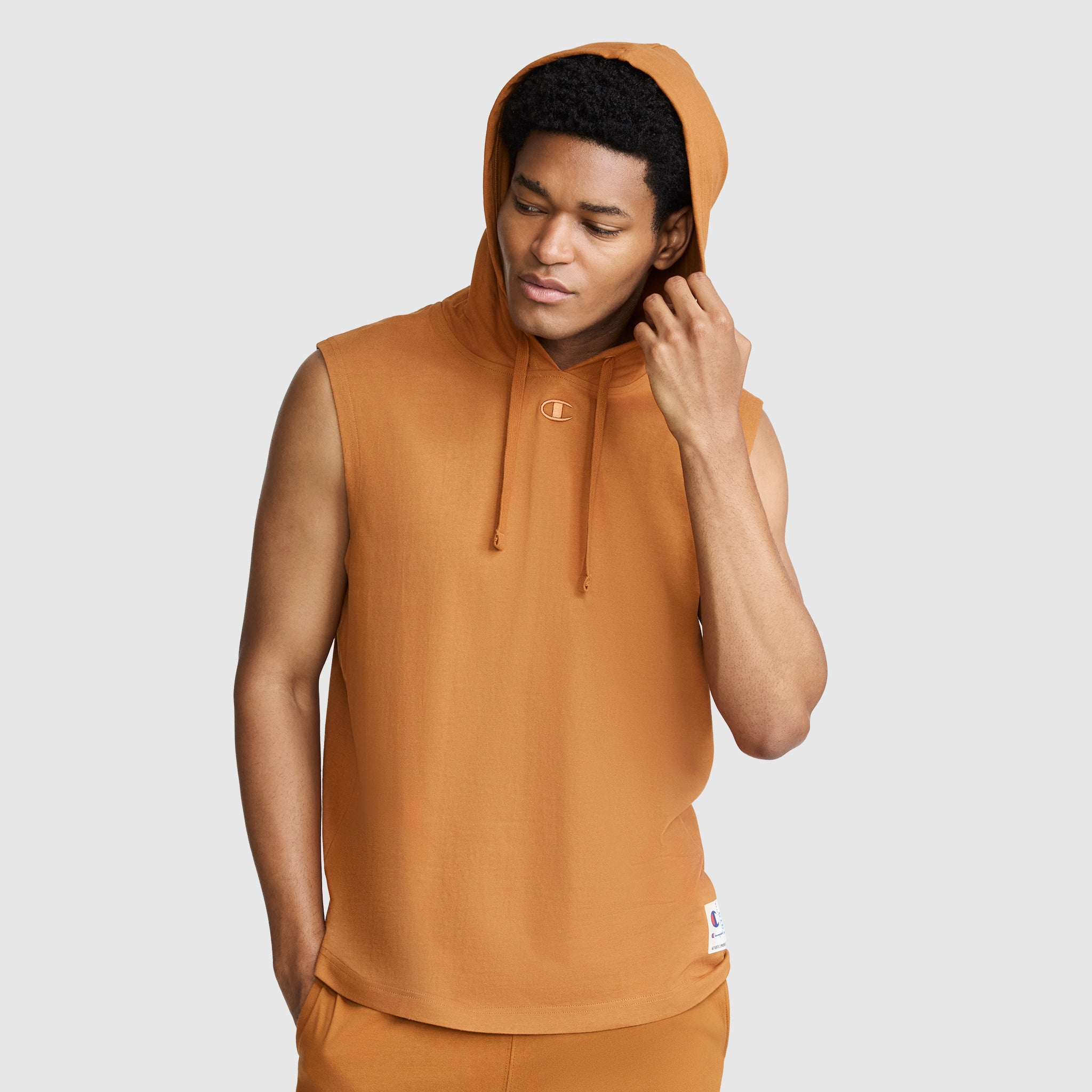Champion Jersey Sleeveless Hoodie sweat capuche orange Glazed Ginger coton