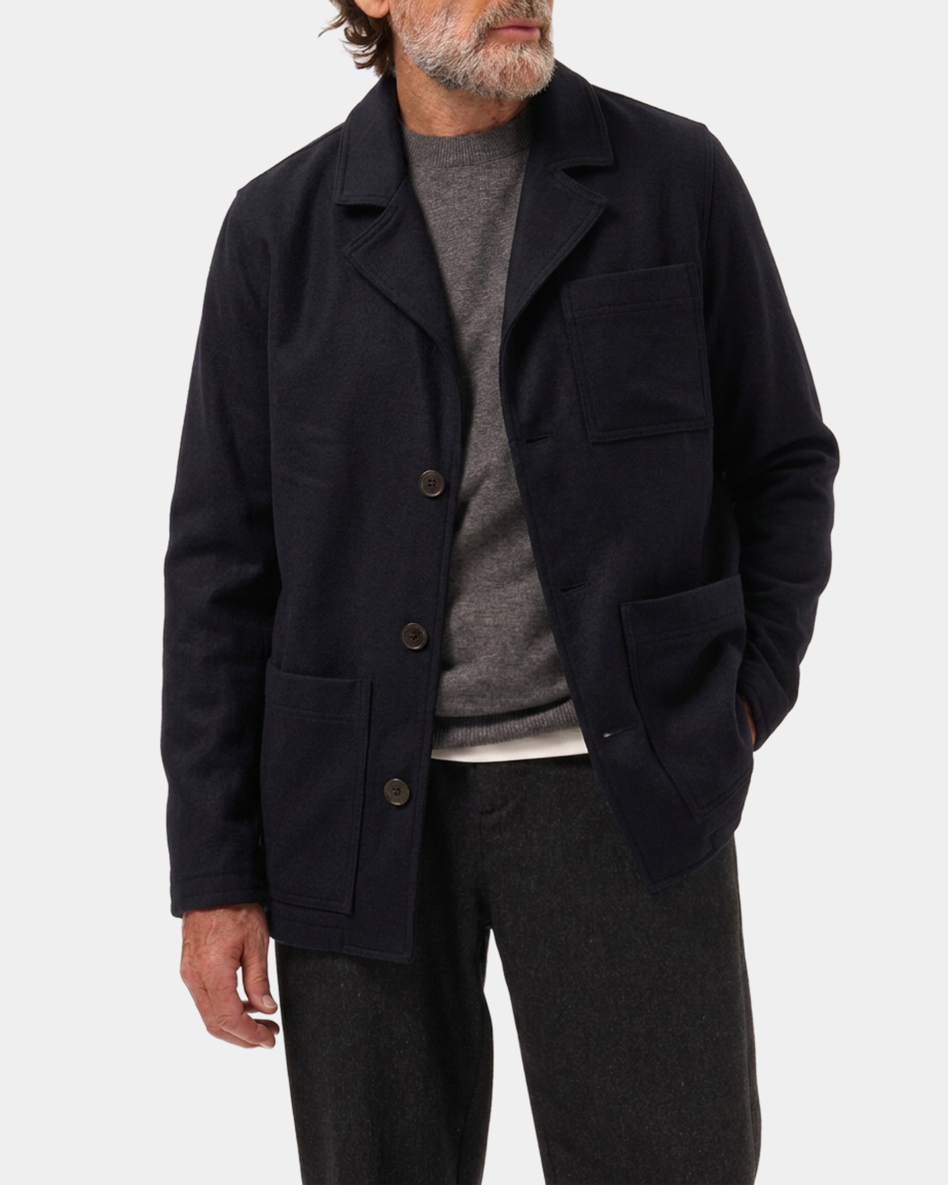LAFAURIE ANDREU Flanelle veste navy laine vierge