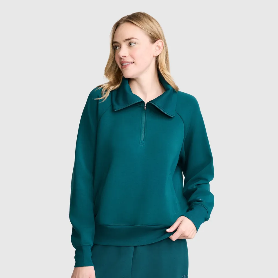 Champion Quarter-Zip pull sweat femme sarcelle stretch col zippé