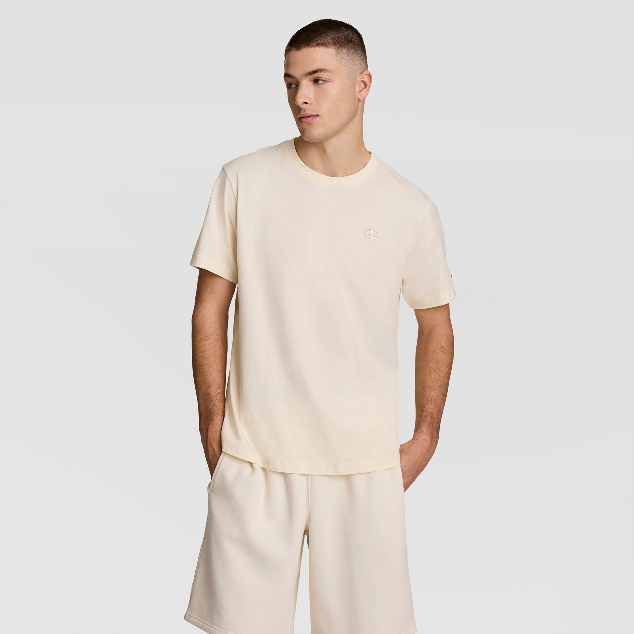 Champion Classic T-Shirt C Logo t-shirt beige Unbleached Cotton