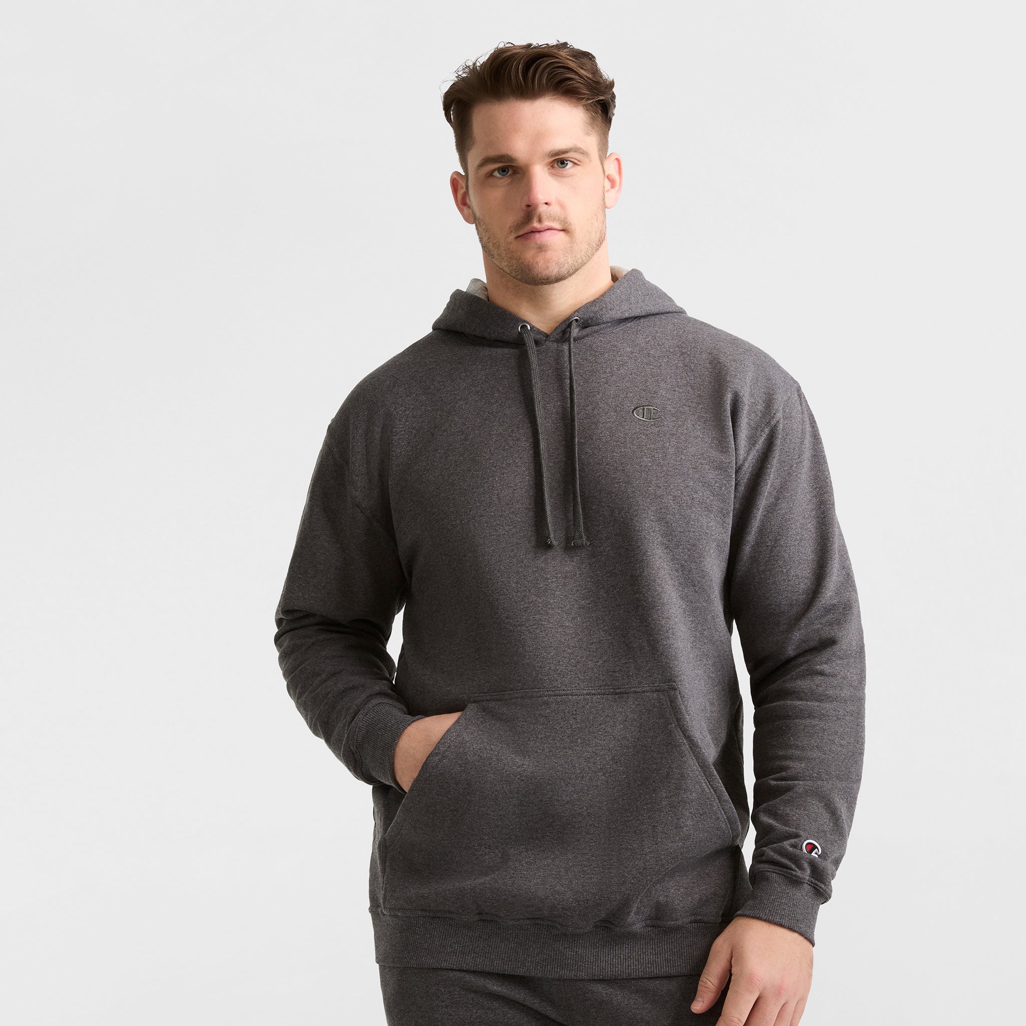 Champion Powerblend Hoodie sweat capuche homme Gris grande taille