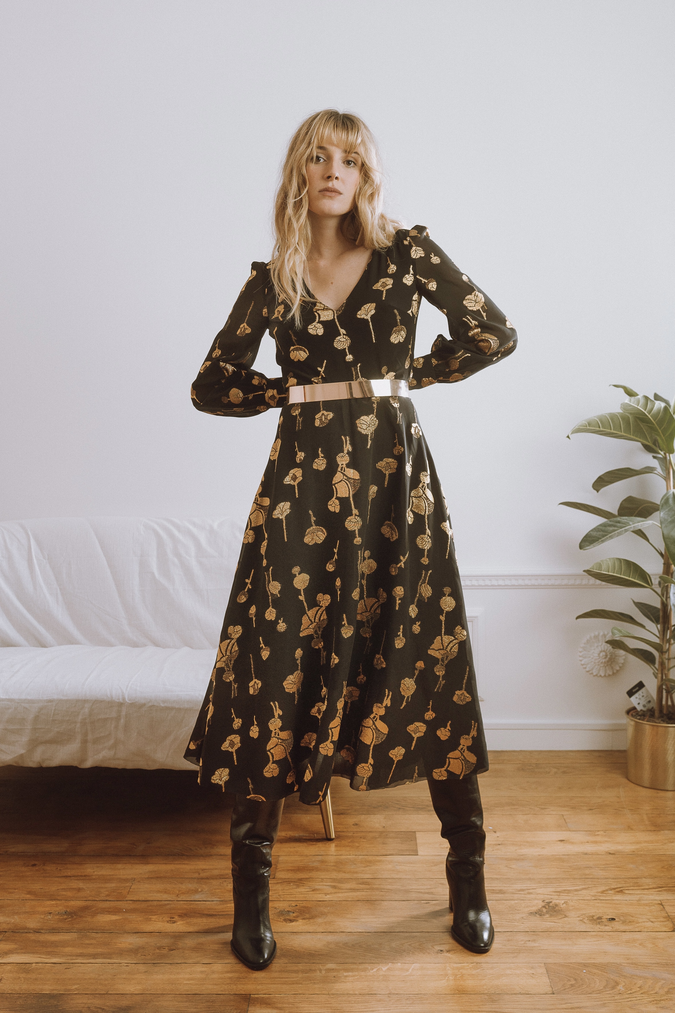 Maison Floret Accessoires Andy robe midi soie lurex
