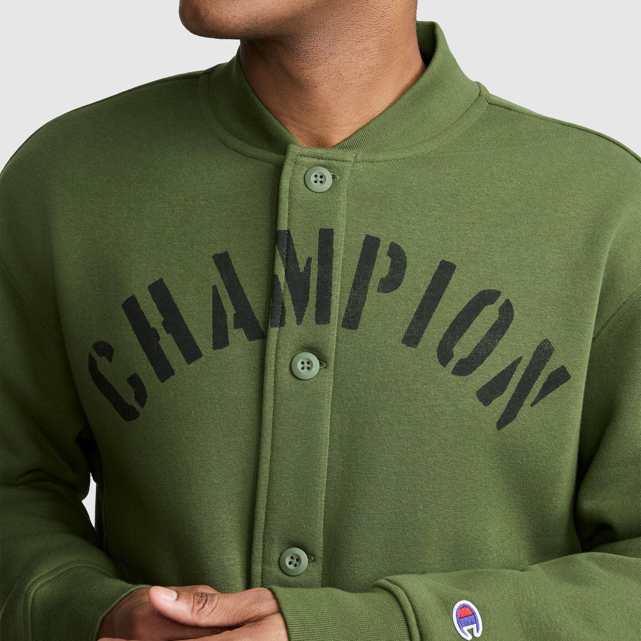 Champion Veste Baseball Polaire Verte Chive 19