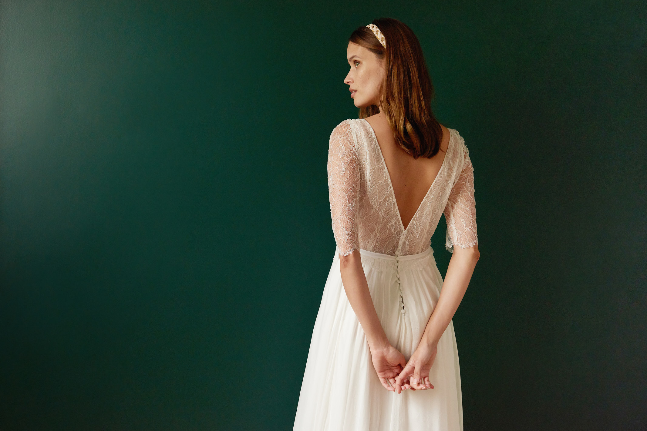 Maison Floret Sur-mesure Clarence robe mariée dentelle Chantilly