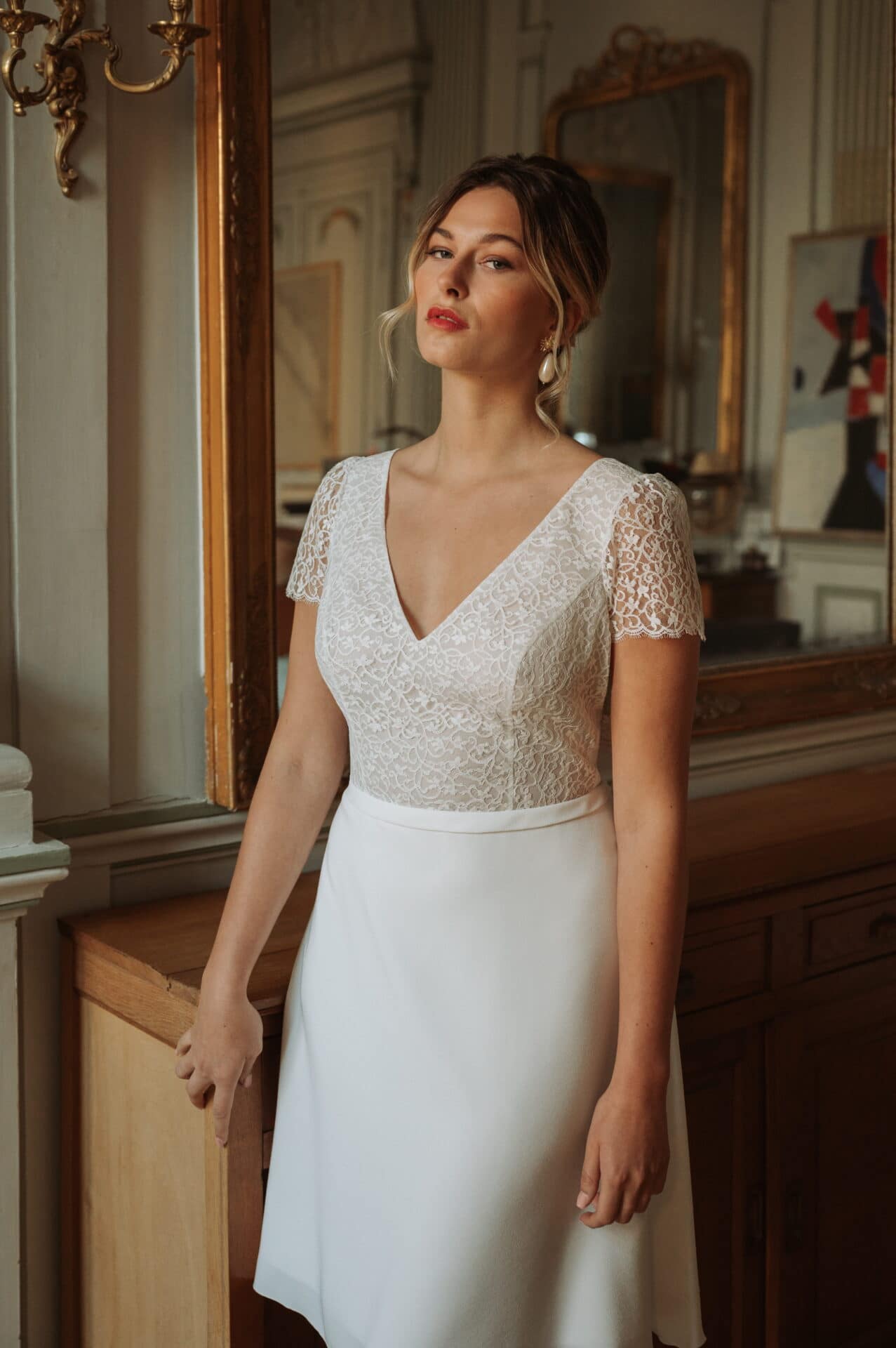 Lambert Création Liz robe courte dentelle de Calais