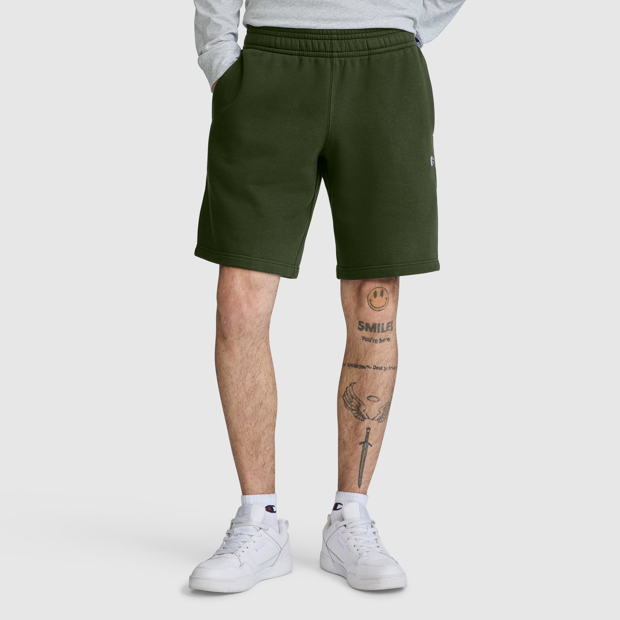 Champion Powerblend Short molleton homme vert 10 pouces