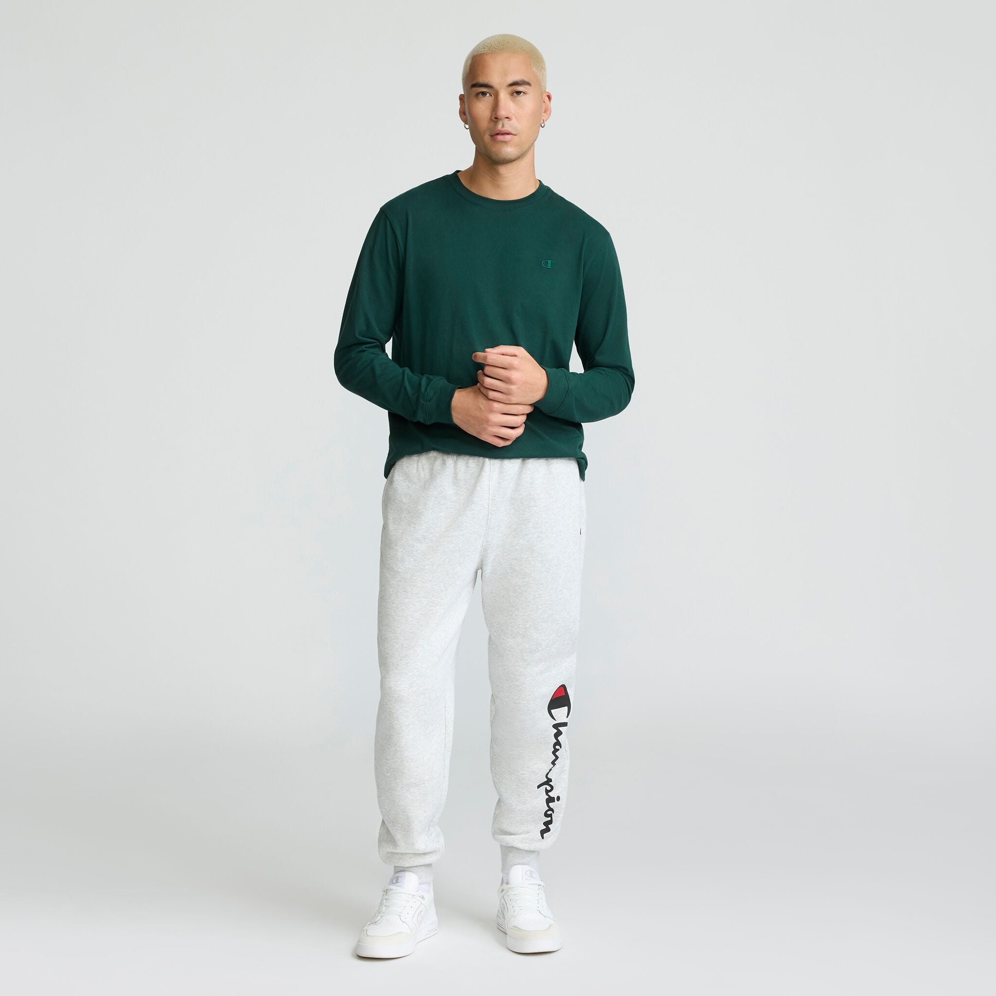Champion Powerblend Joggers Script Logo jogging gris argent