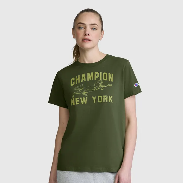 Champion Mascot t-shirt coton vert Chive logo NY