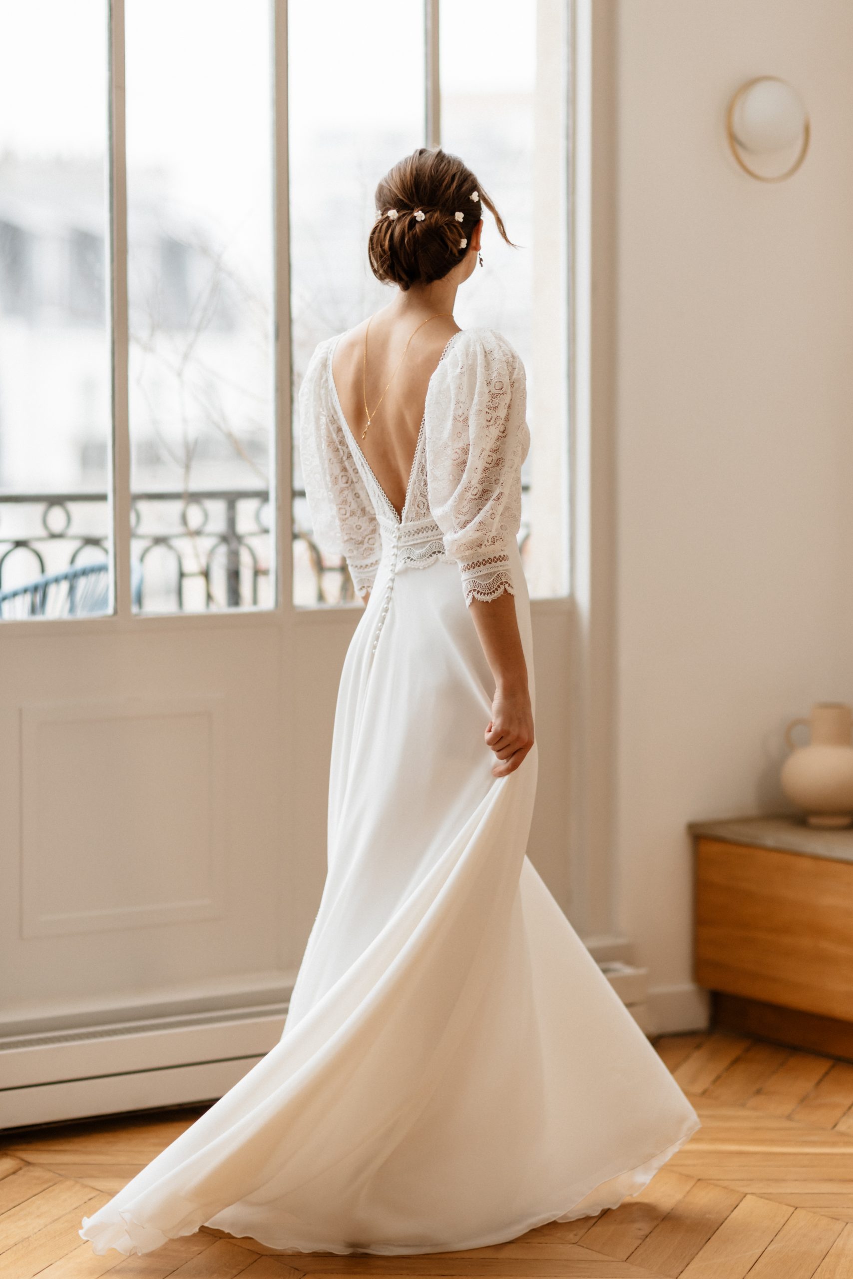 Le Jour de Notre Oui Astre de Minuit robe de mariée blanche