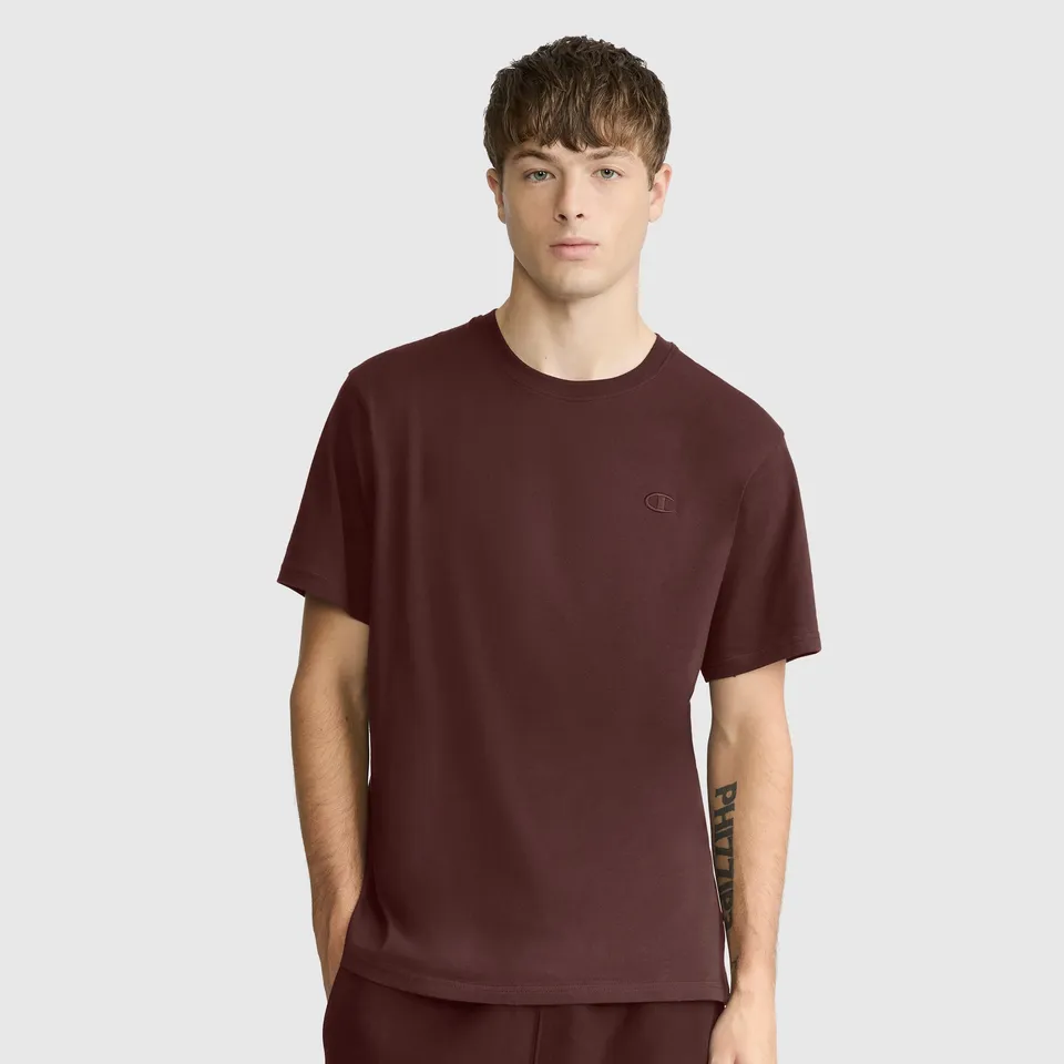 Champion Classic T-Shirt C Logo t-shirt homme Bitter Chocolate coton