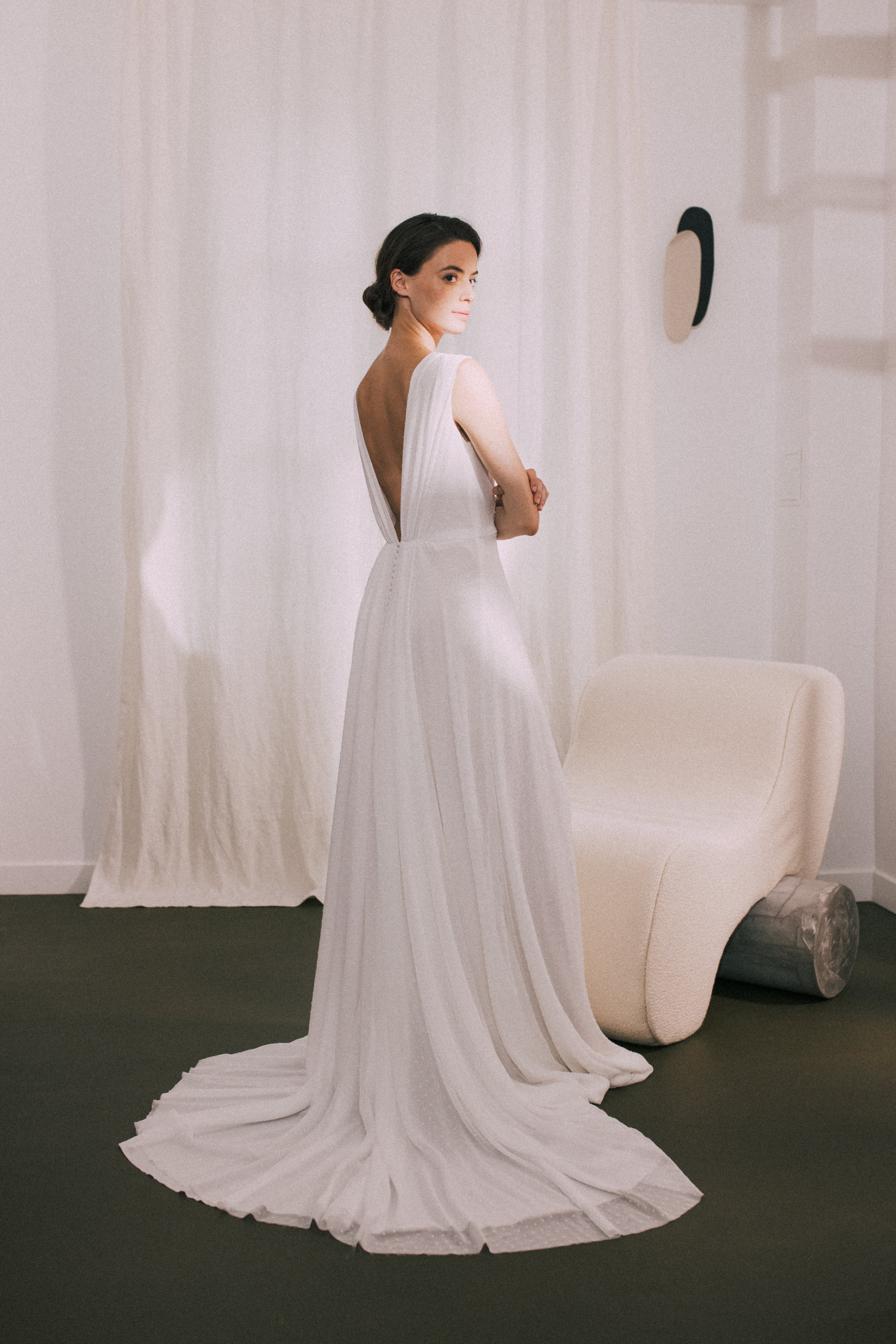 Maison Floret Sur-mesure Drew robe plumetis dentelle