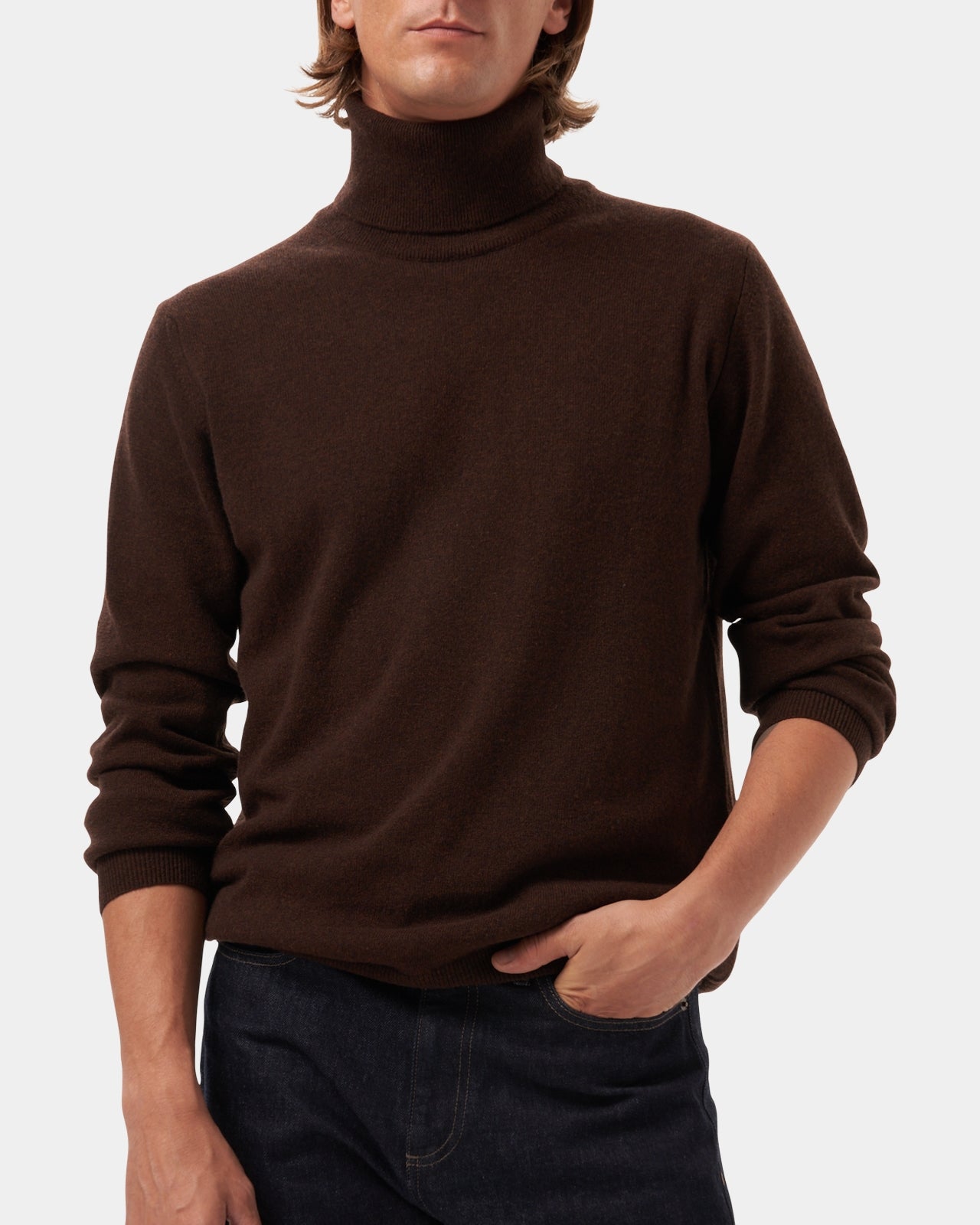 Lafaurie Gavino pull col roulé marron noix laine