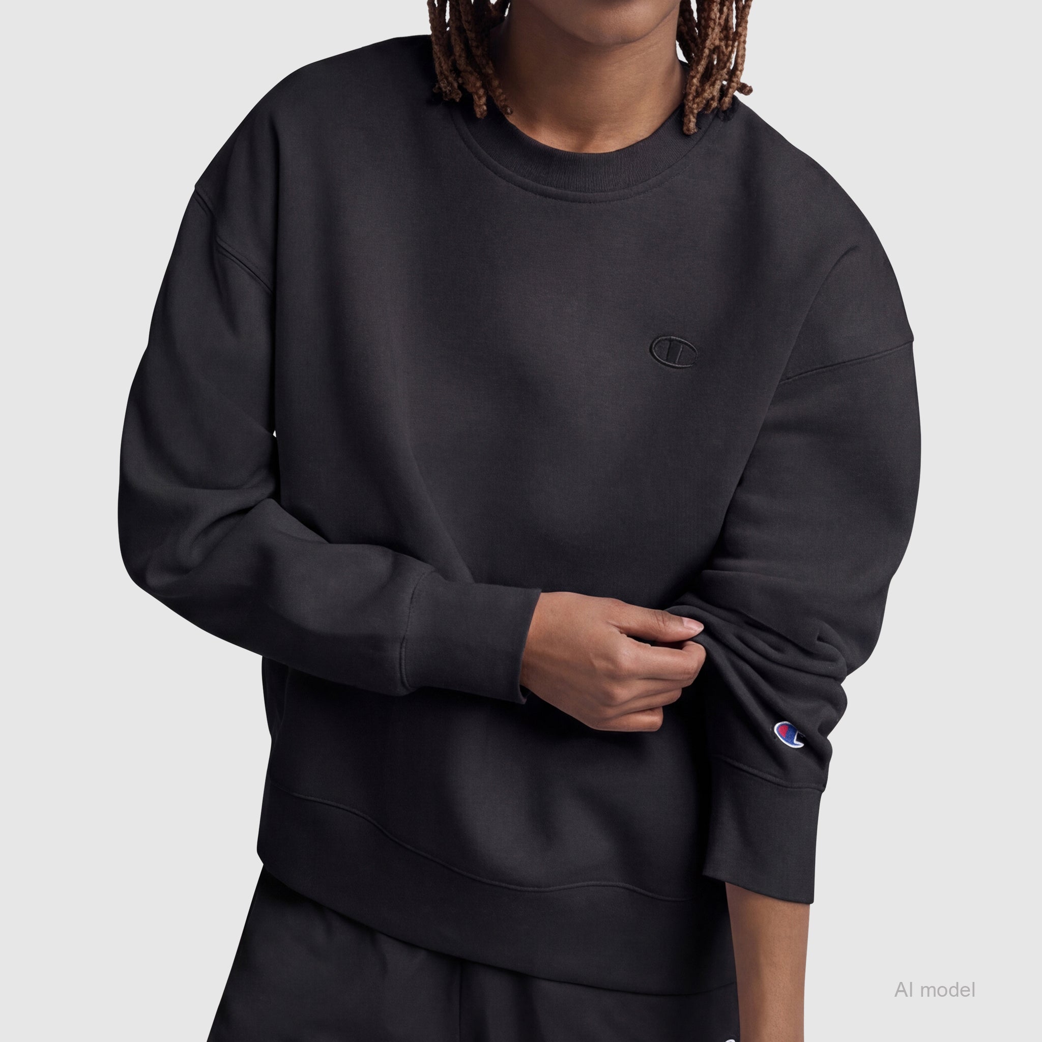 Champion Powerblend Sweatshirt Femme Noir Petit C Coton