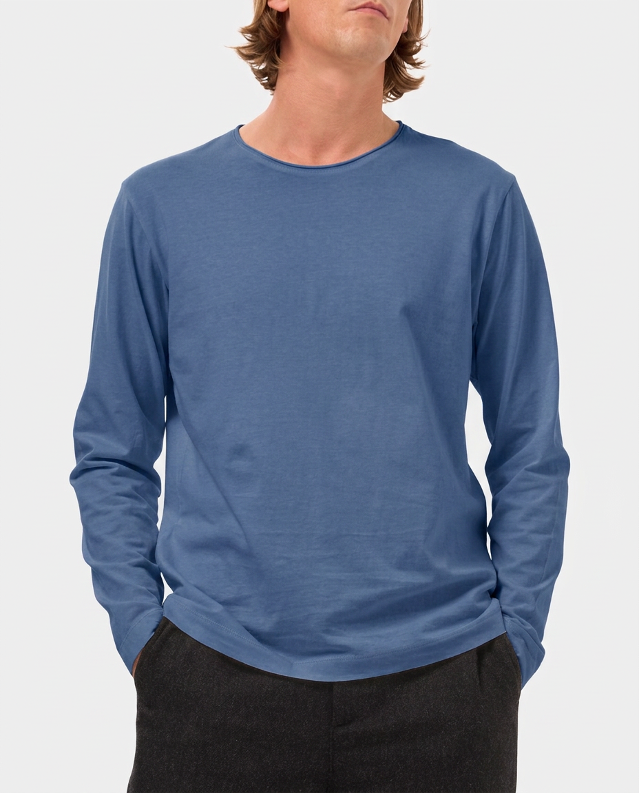 LAFAURIE ACHILLE Bleu Outremer t-shirt manches longues coton