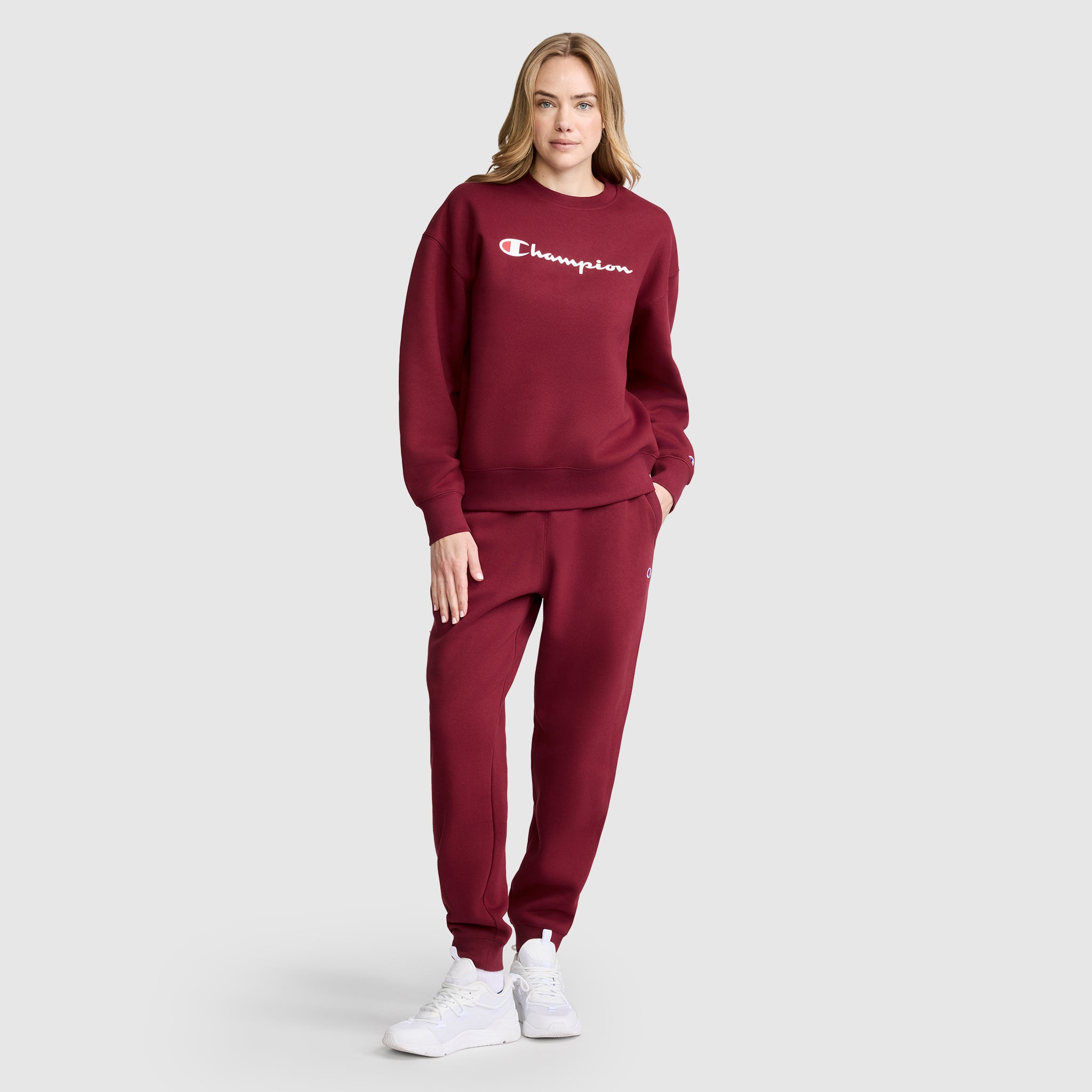 Champion Powerblend Script Logo Sweat Cabernet coupe ample