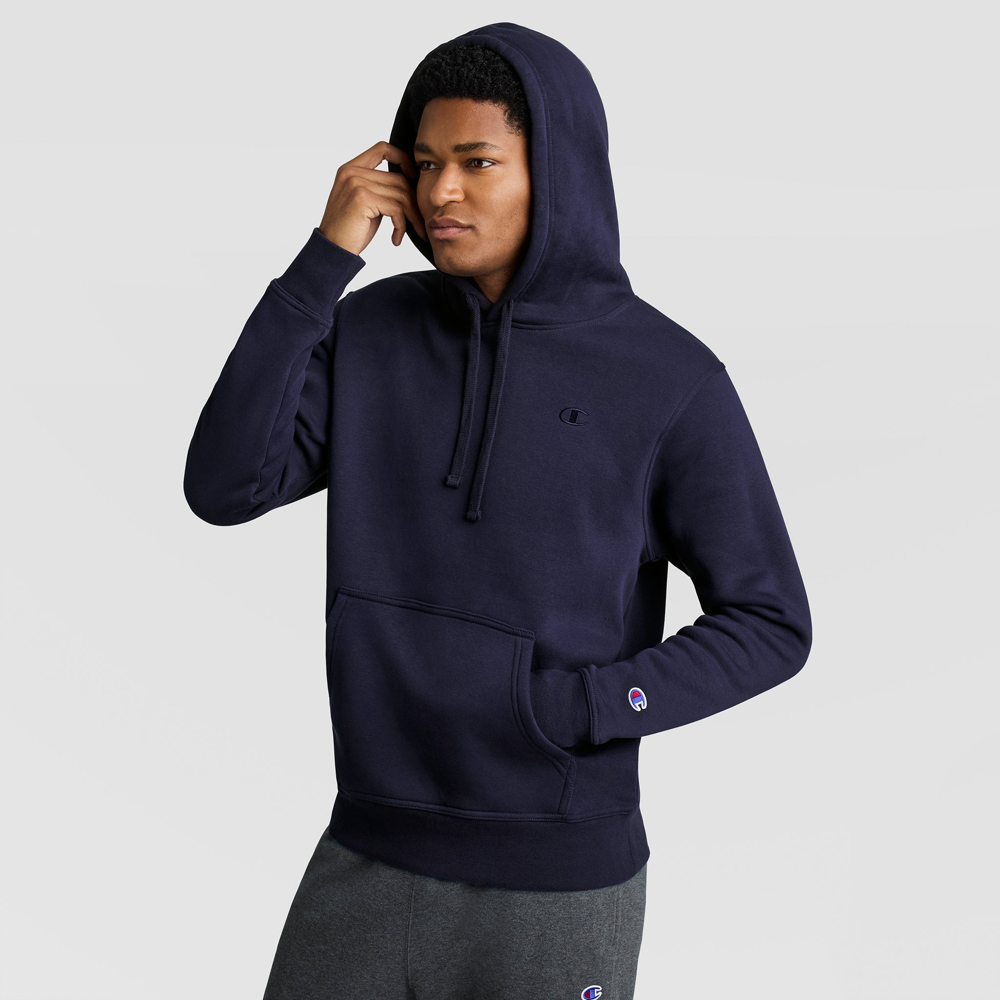 Champion Powerblend C Logo sweat à capuche bleu marine classique