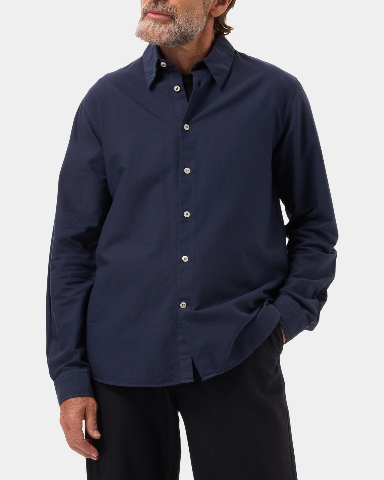 LAFAURIE HUGUES Navy chemise oxford coton coupe droite