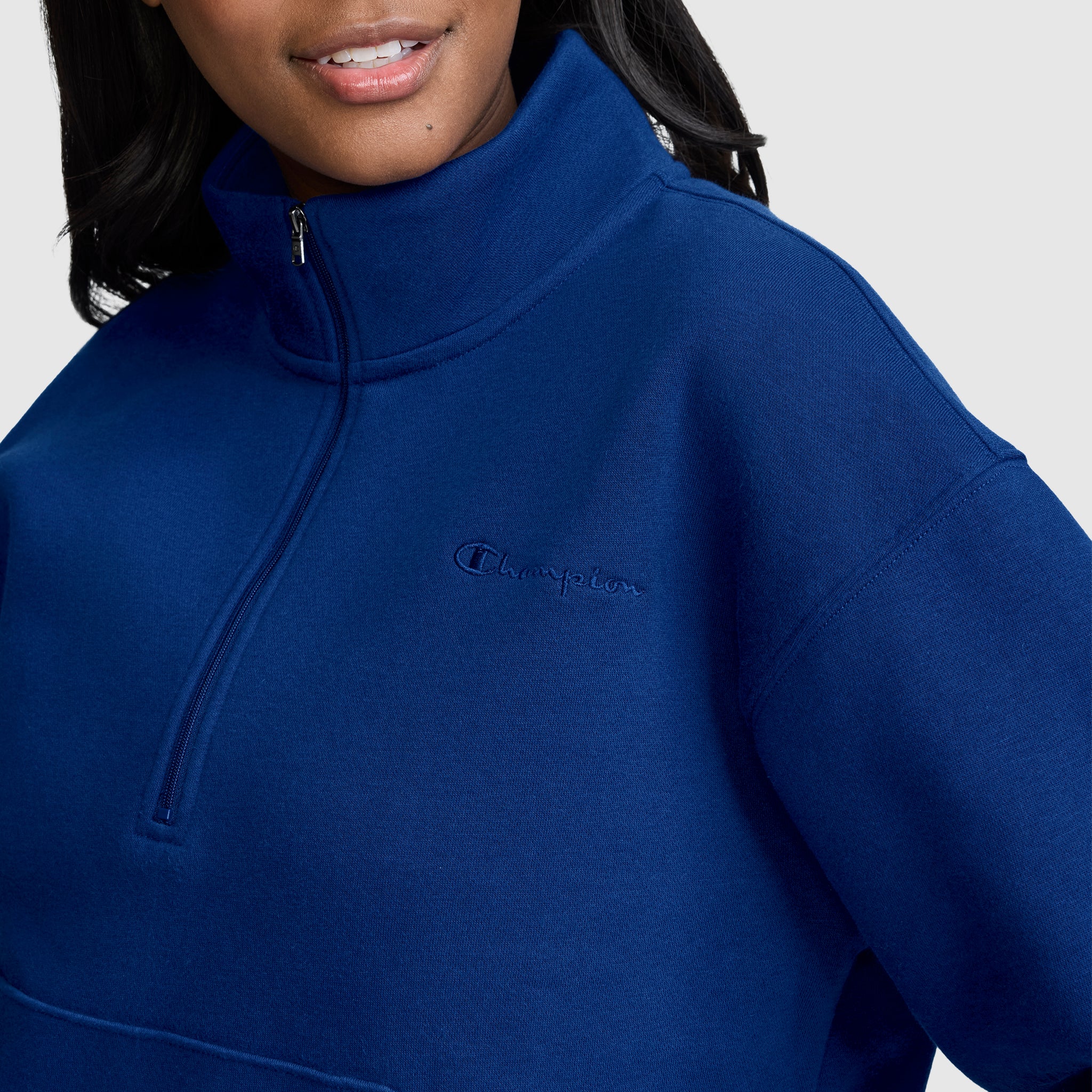 Champion Fleece Mockneck Quarter-Zip sweat Blue Depths