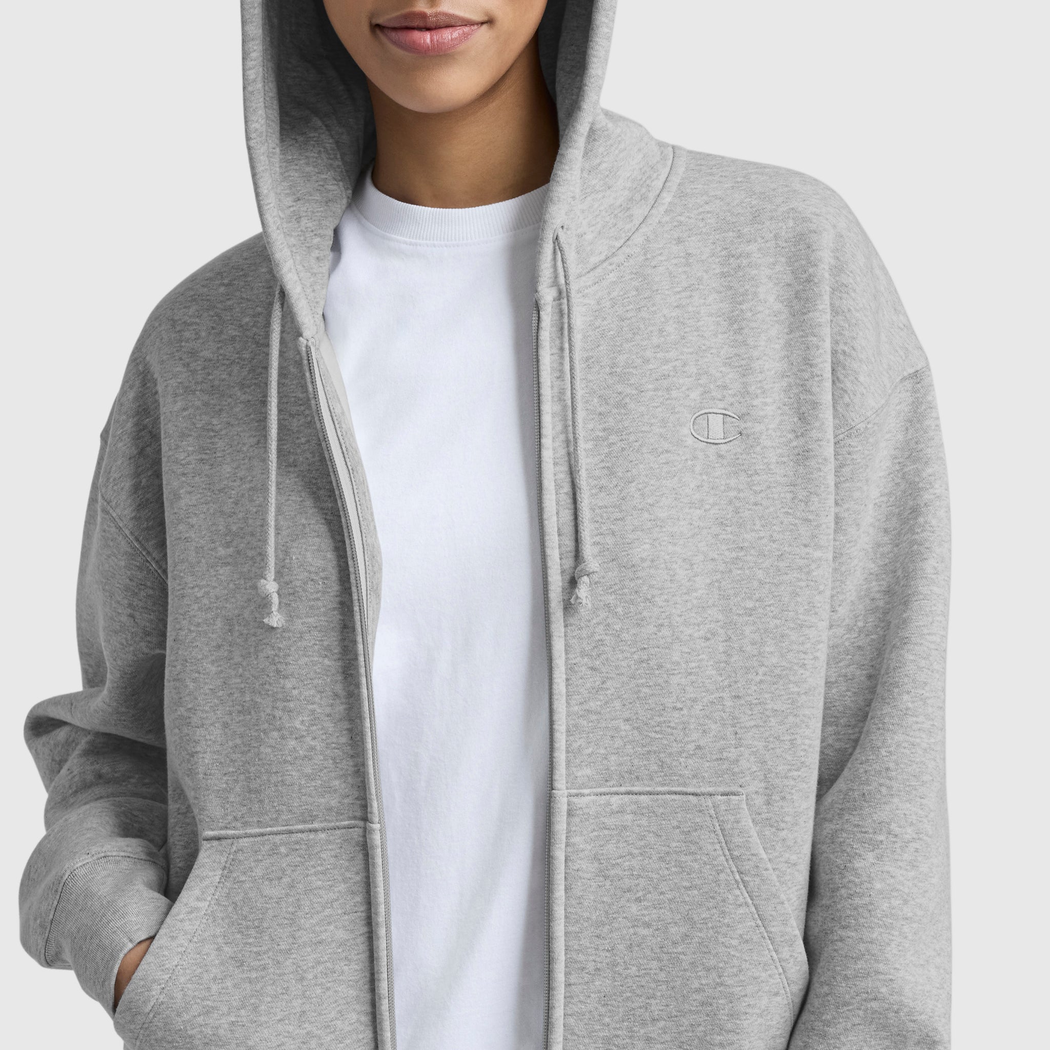 Champion Powerblend sweat zippé femme gris molleton