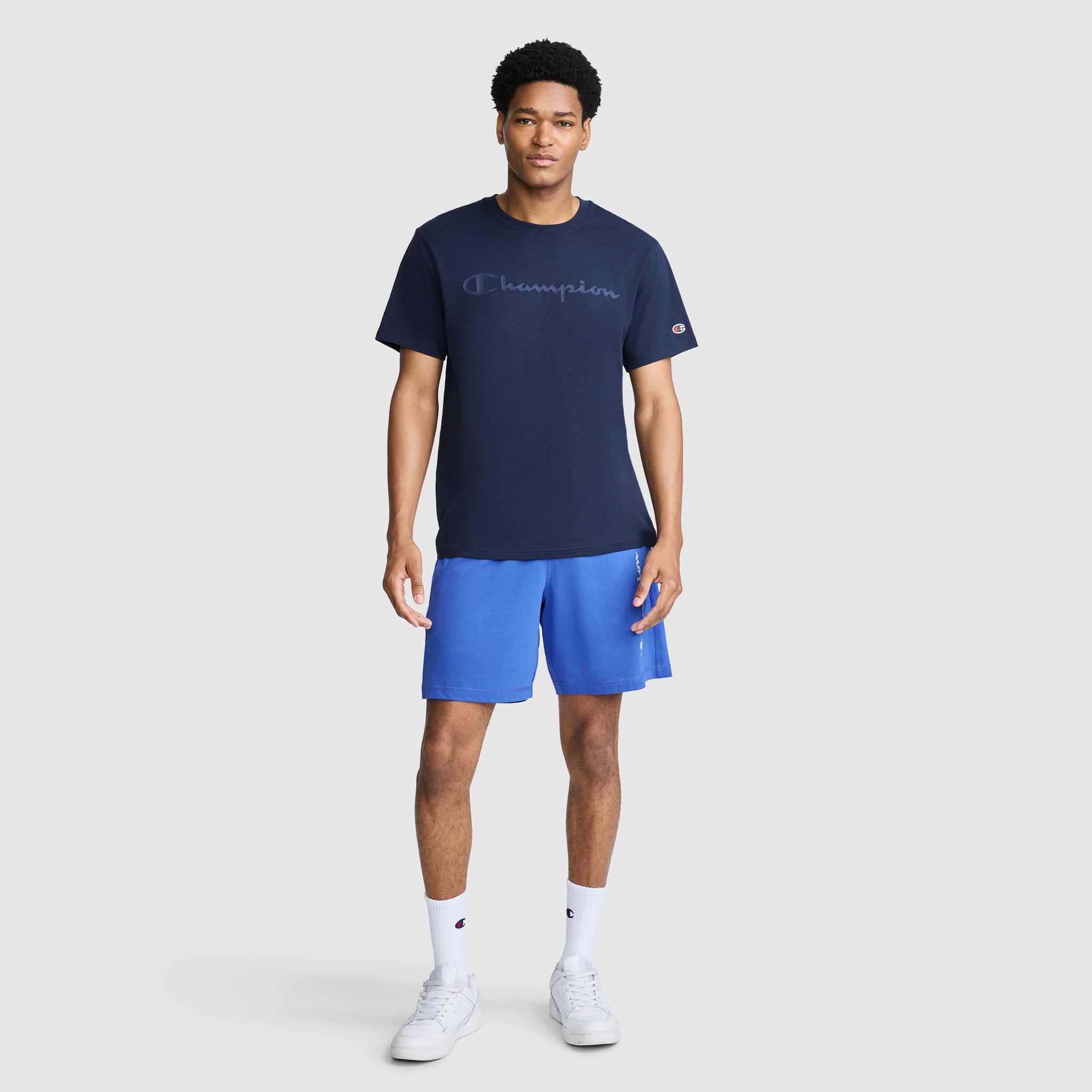 Champion Classic Graphic Tonal Script t-shirt homme bleu marine coton