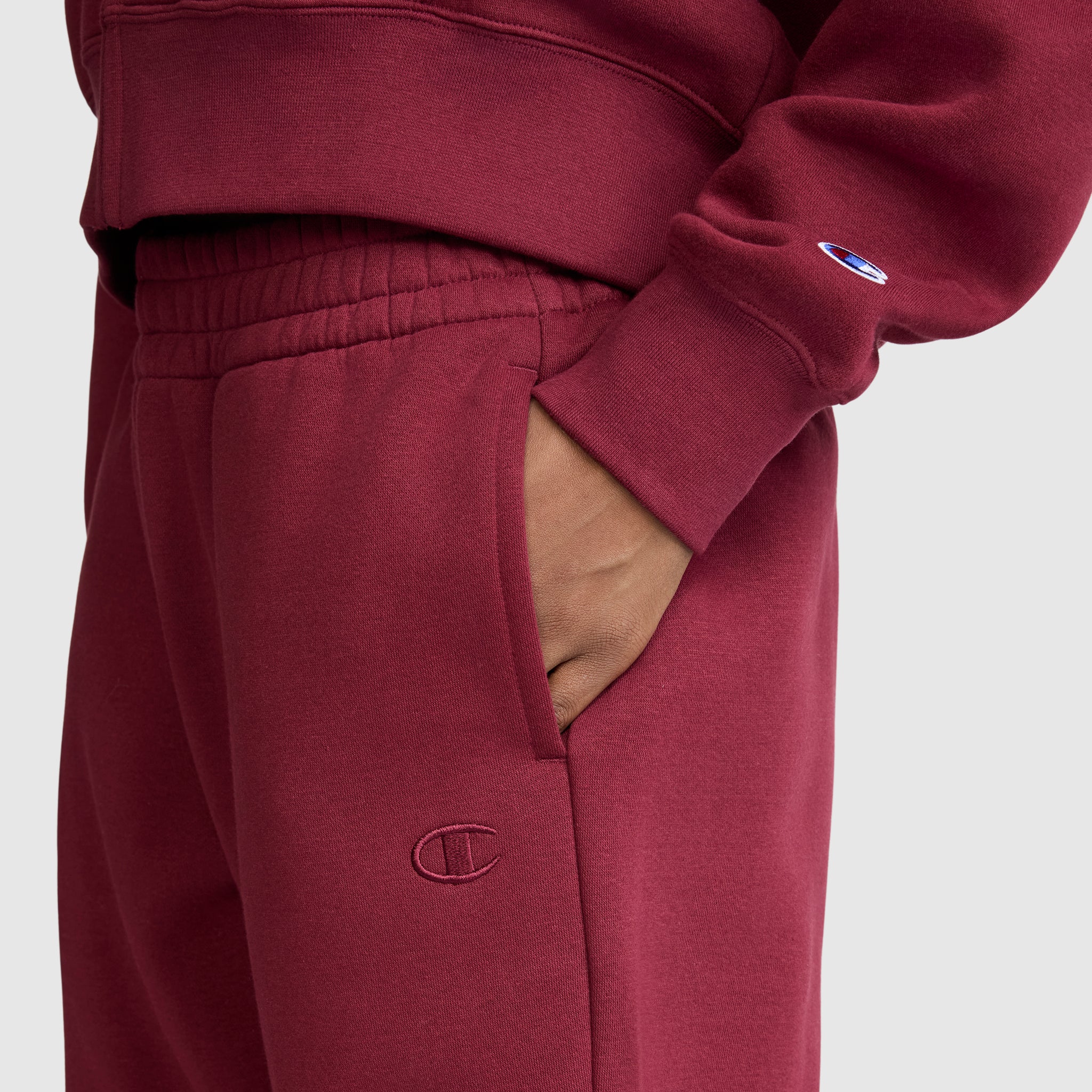 Champion Powerblend Oversized Sweatpants C Logo jogging femme Bordeaux