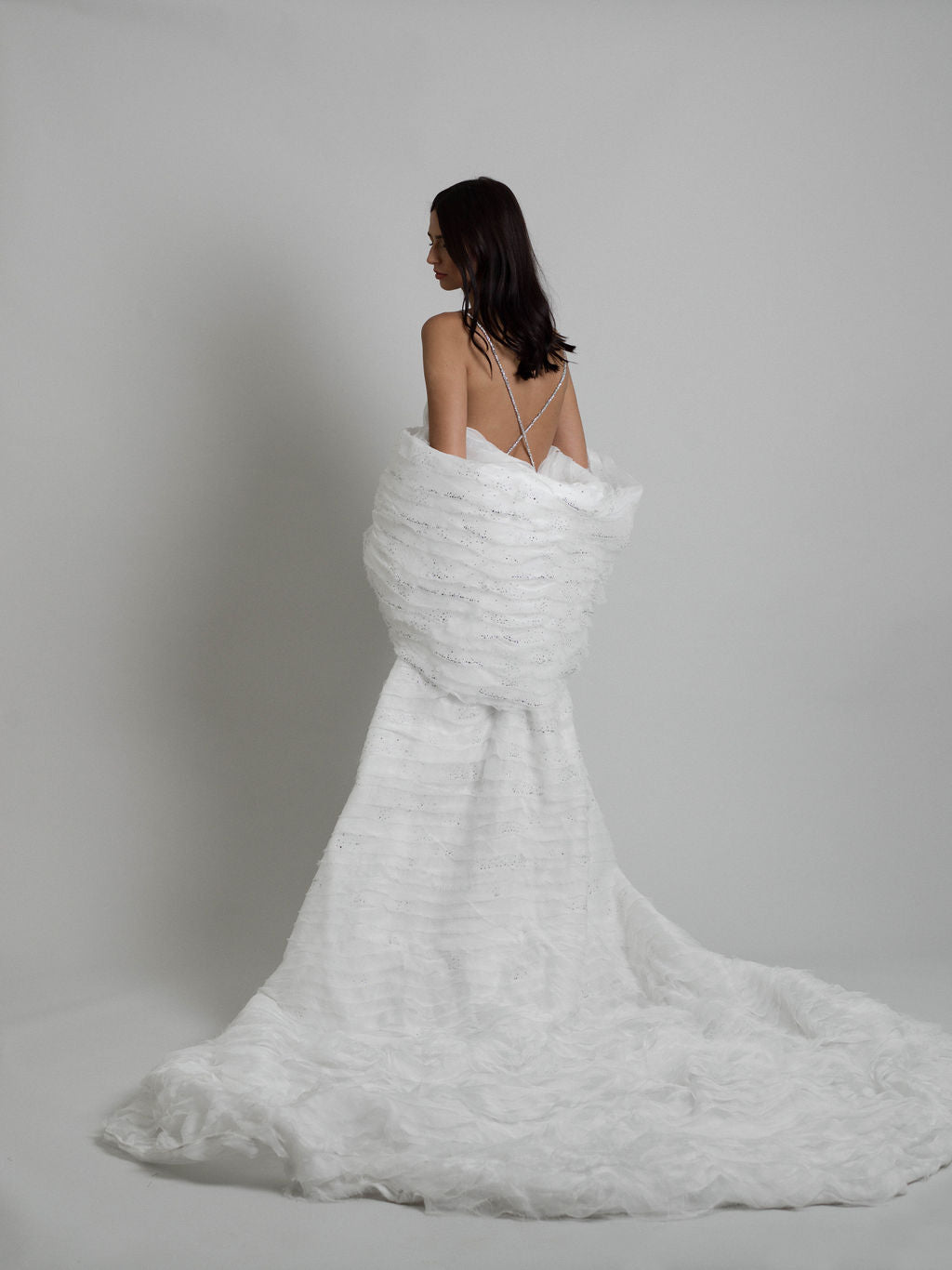 Rime Arodaky Bridal Nebula cape soie strass 3 m