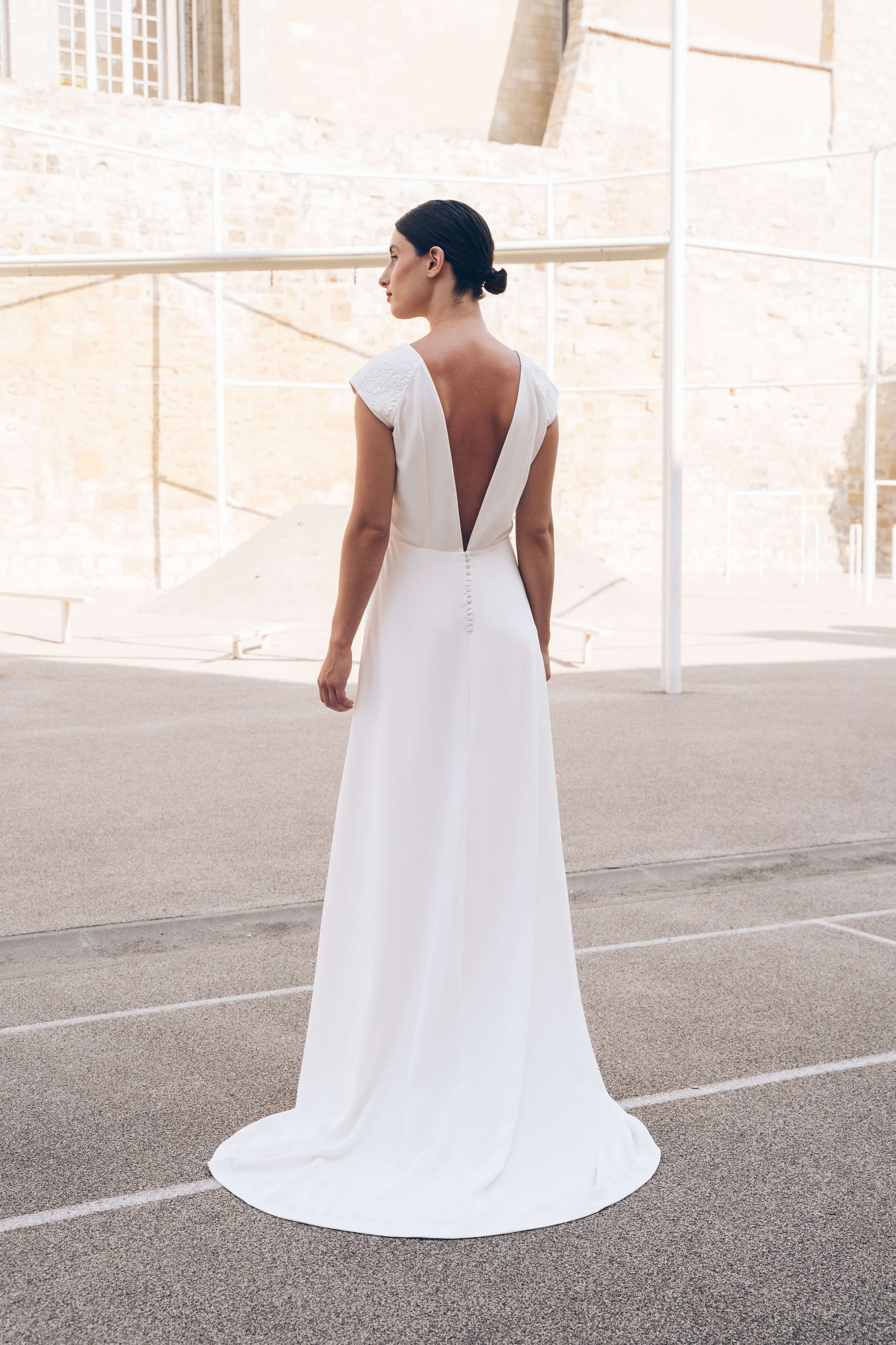 Maison Floret Sur-mesure Jonas robe de mariée crêpe brodée