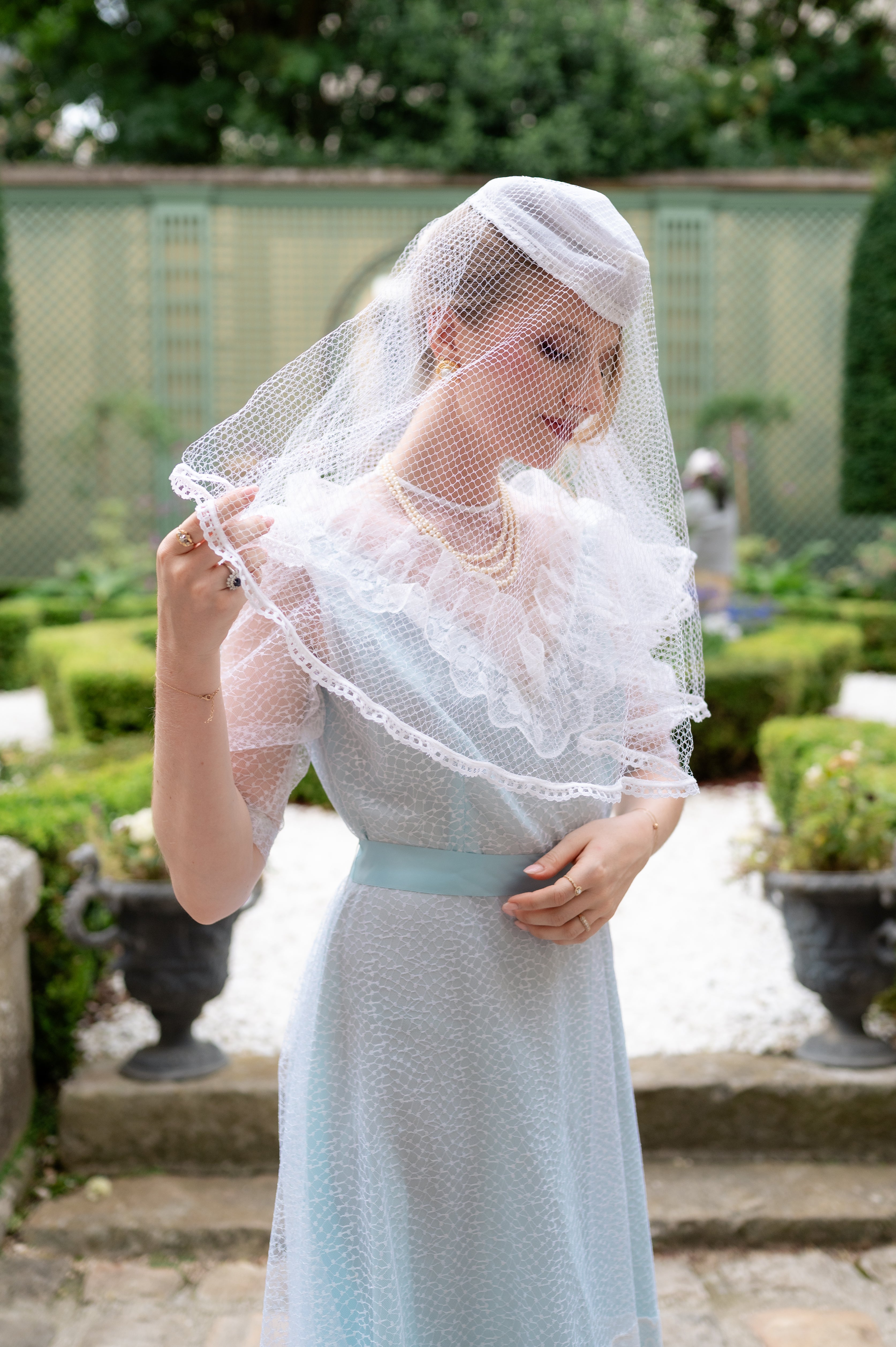 Solène Gisèle Voiles Chapeau Mariée chapeau voilette blanche 70s