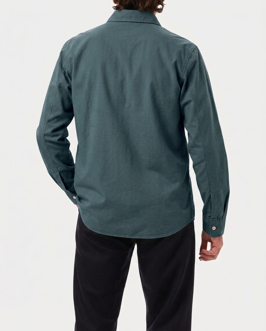 LAFAURIE HUGUES Bleu Canard chemise oxford coton droite
