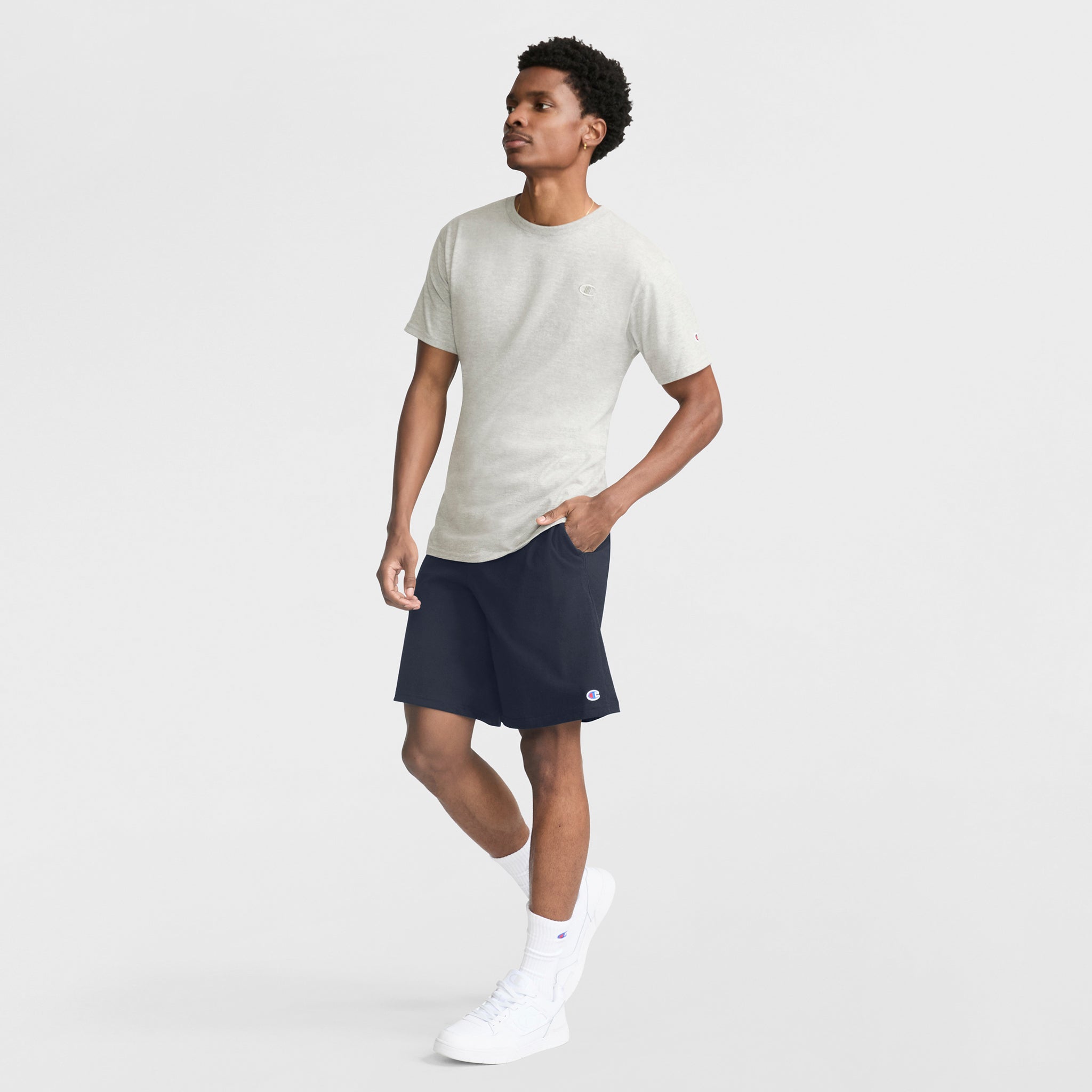 Champion Classic T-Shirt C Logo t-shirt homme gris chiné coton