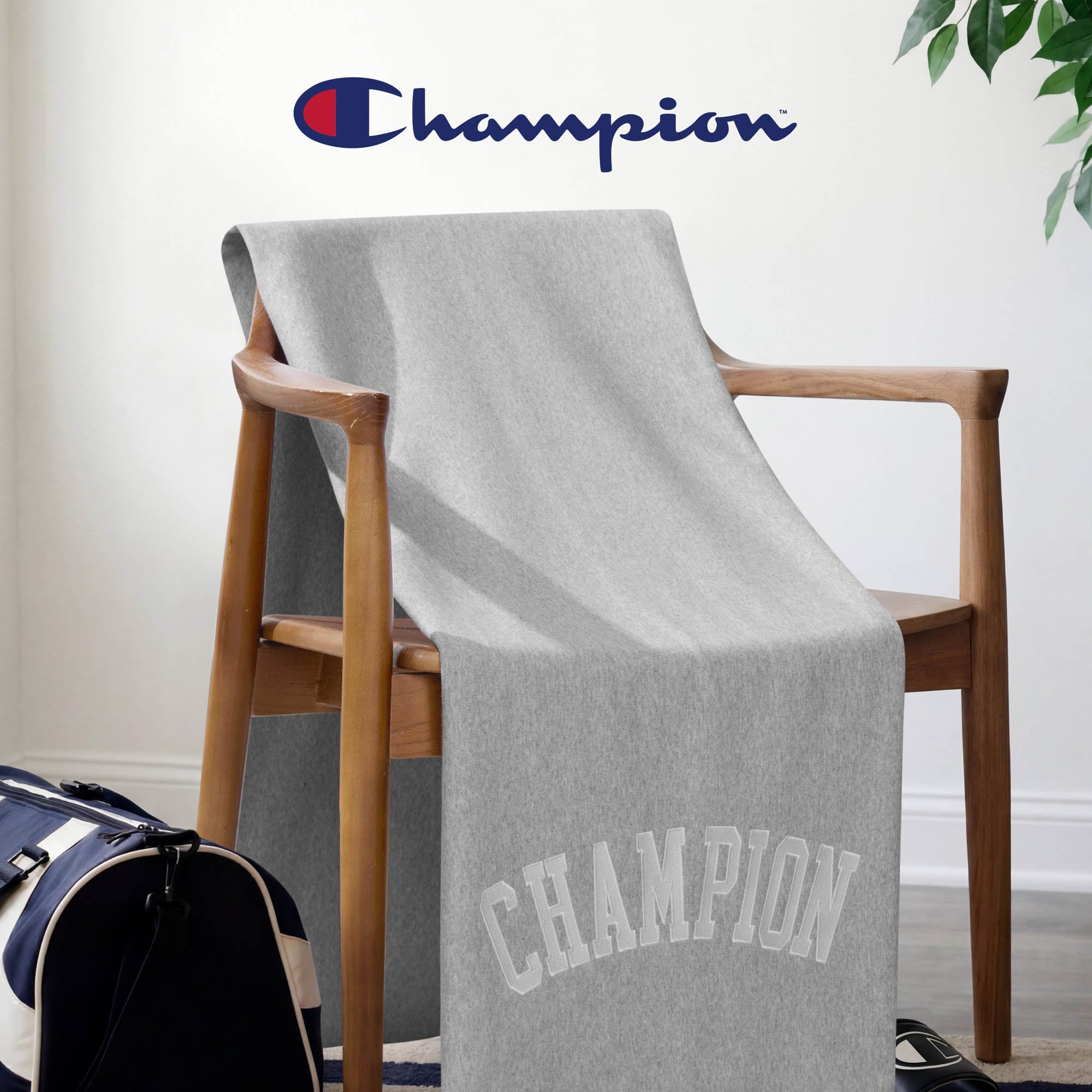 Champion Room Decor Plaid Jersey Polaire Gris 50x70 Pouces