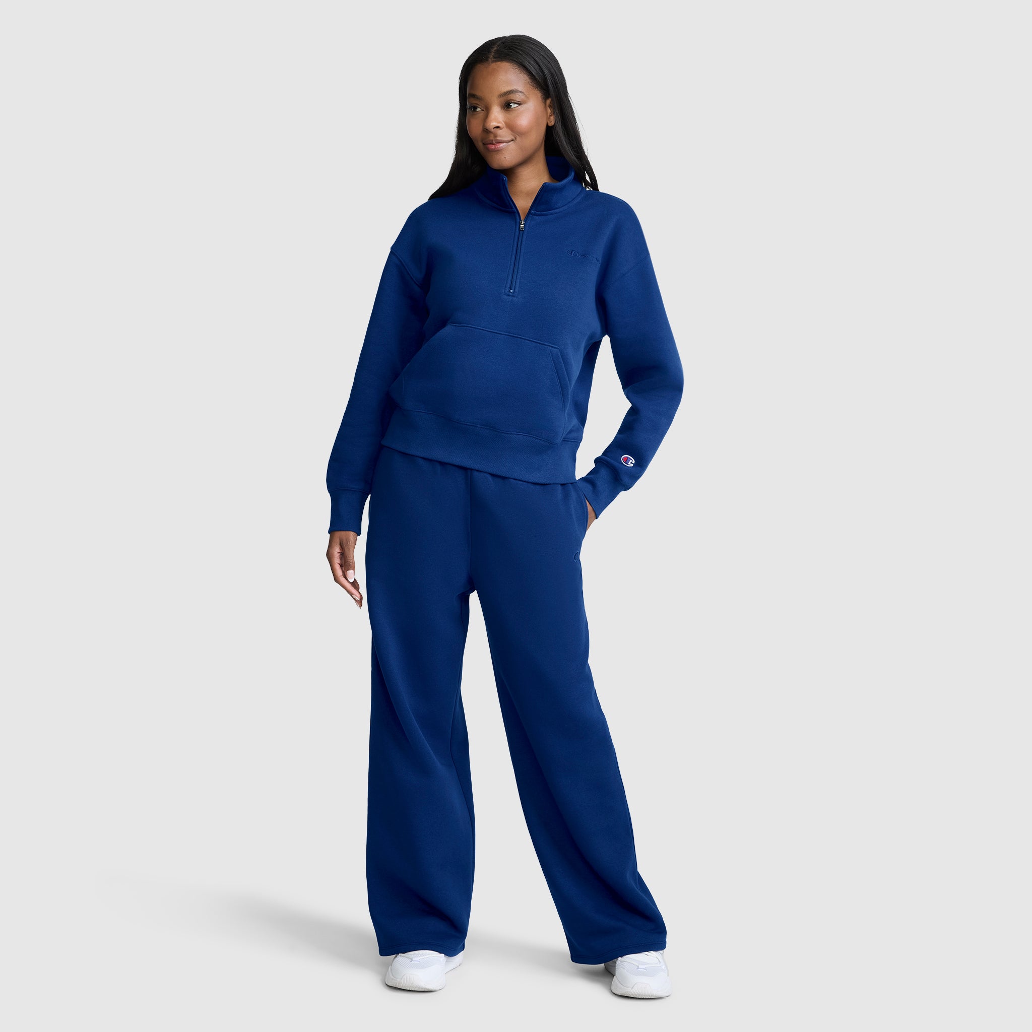 Champion Fleece Mockneck Quarter-Zip sweat Blue Depths