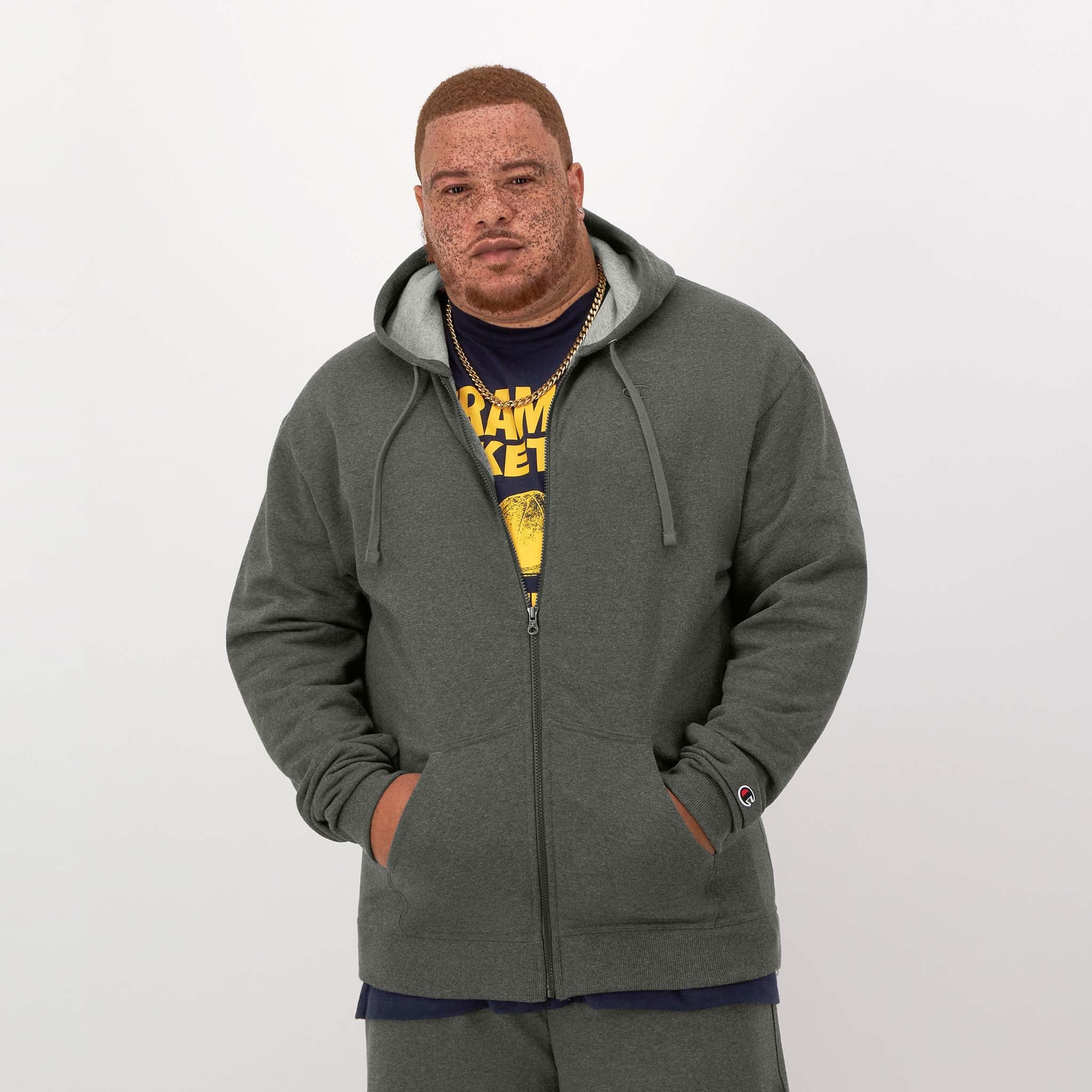 Champion Powerblend Sweat à Capuche Zippé Granite Heather