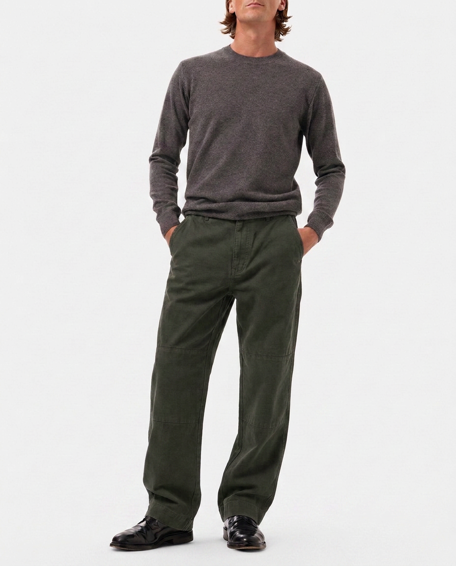 LAFAURIE GABIN Canevas Vert Sapin pantalon coton