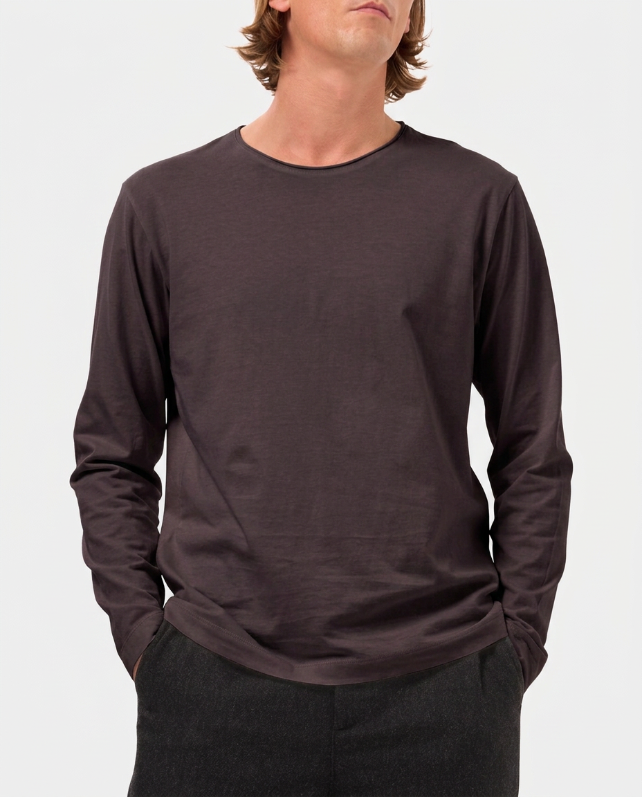 LAFAURIE ACHILLE t-shirt dark prune coton manches longues