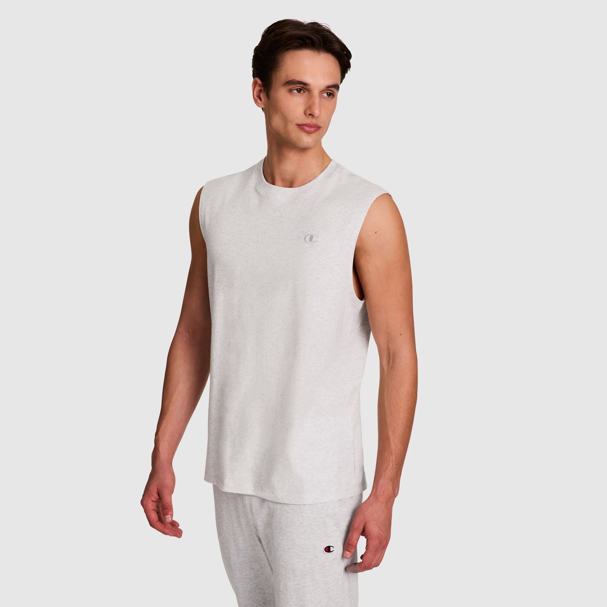 Champion Muscle Tank Débardeur Homme Gris Chiné Coton