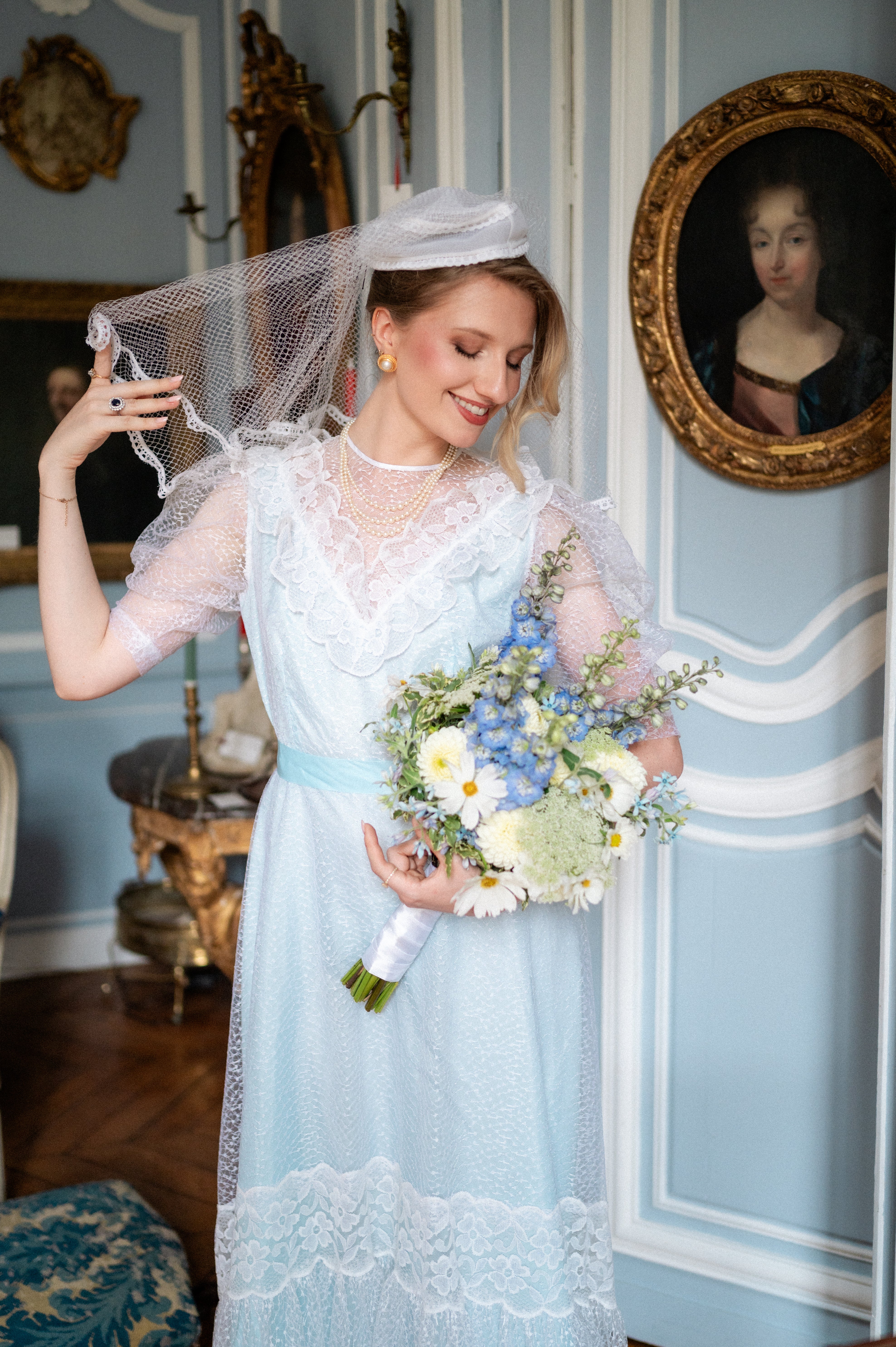 Solène Gisèle Voiles Chapeau Mariée chapeau voilette blanche 70s